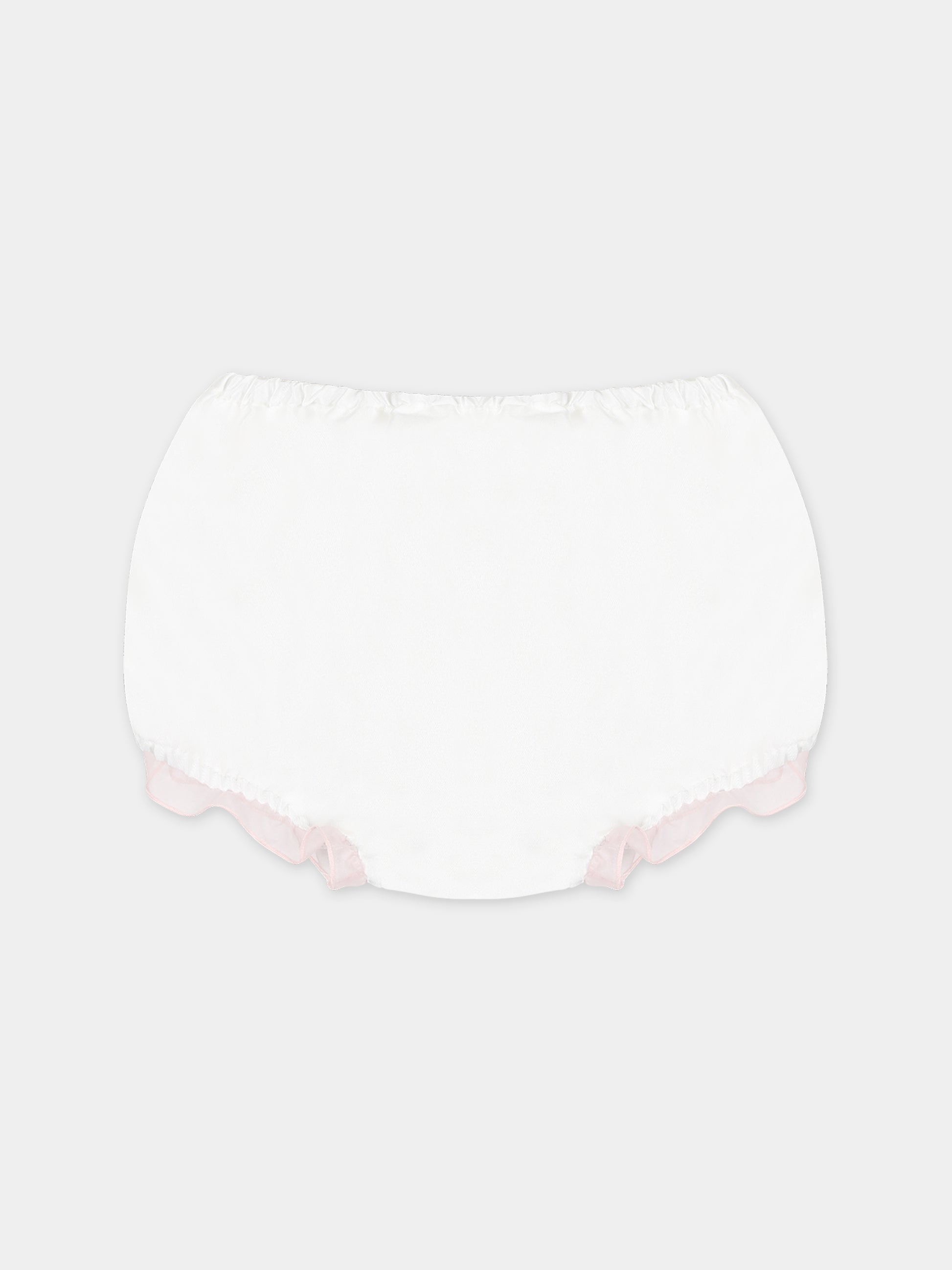 Vestito bianco per neonata con fiori ricamati,La Stupenderia,CBAB56O03