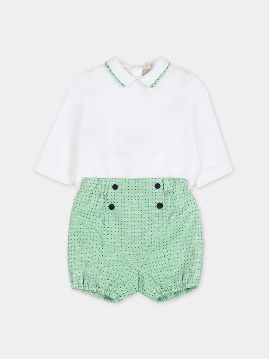 Completo verde per neonato con pois,La Stupenderia,CBCT51Q47