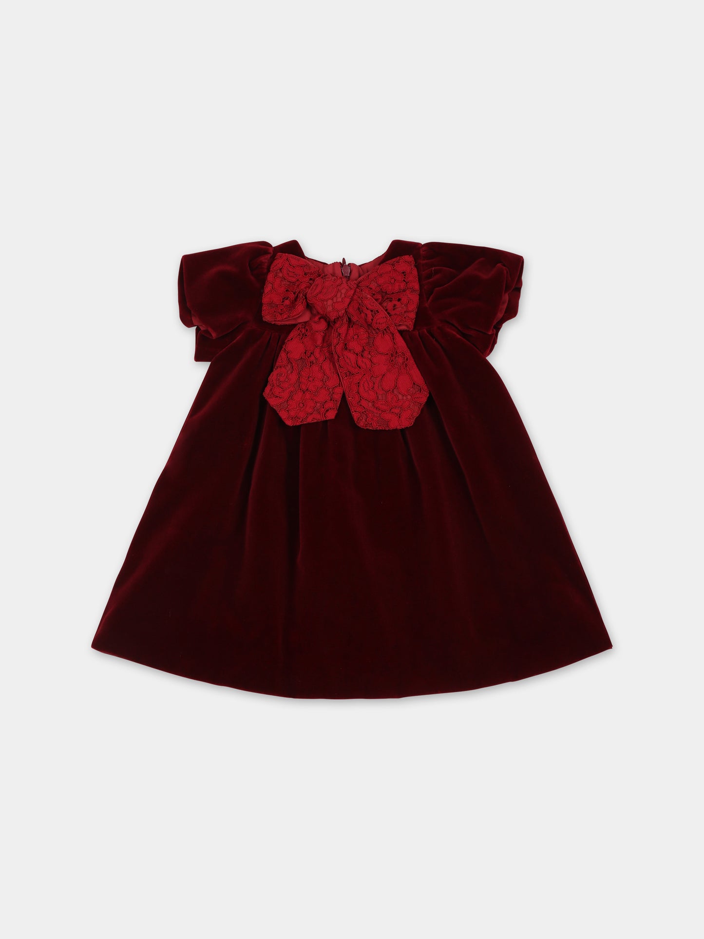 Vestito bordeaux per neonata con fiocco,La Stupenderia,CBAB62V14