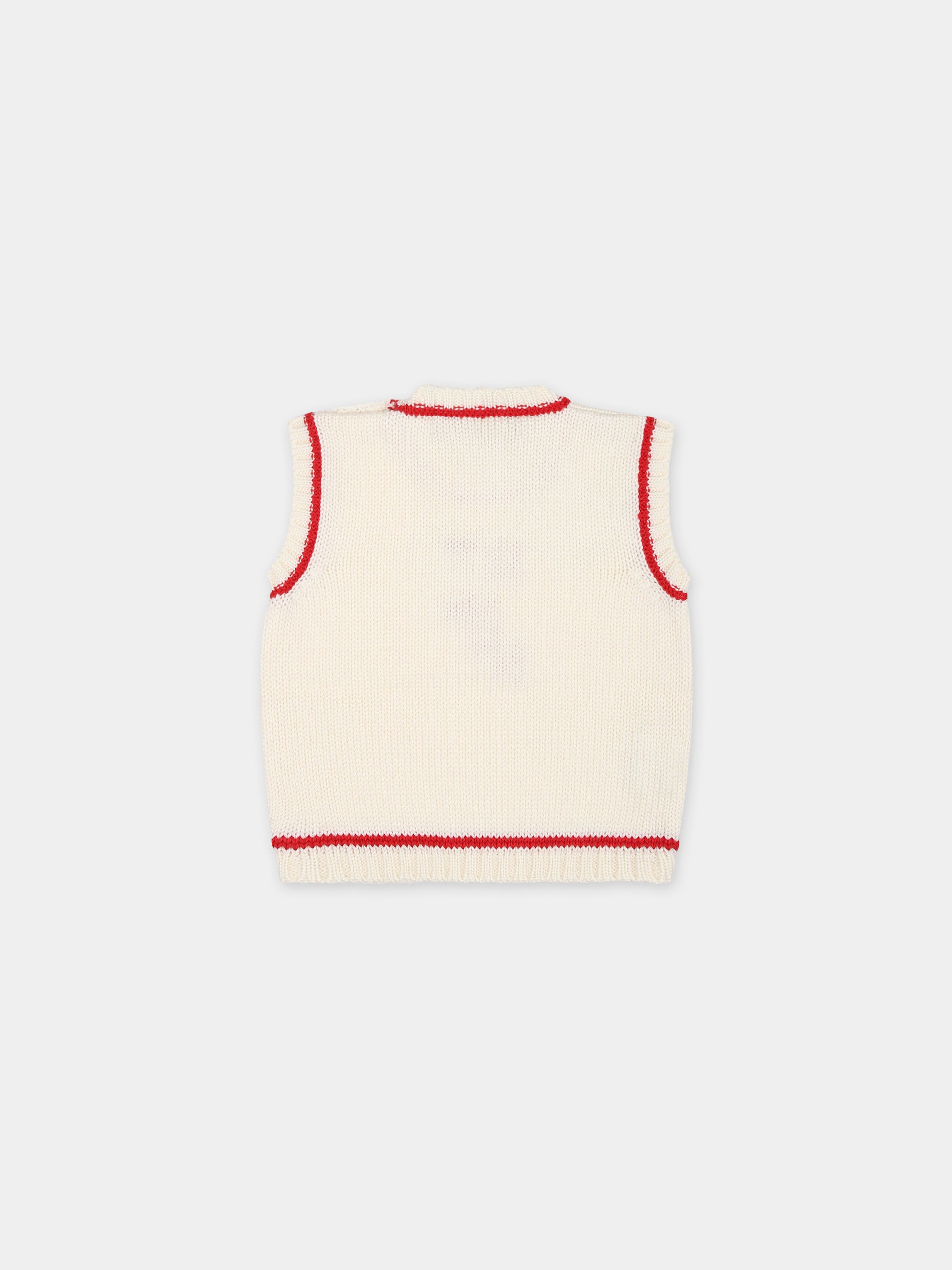 Maglia gilet bianca per neonato con scritta,La Stupenderia,WCGL61802