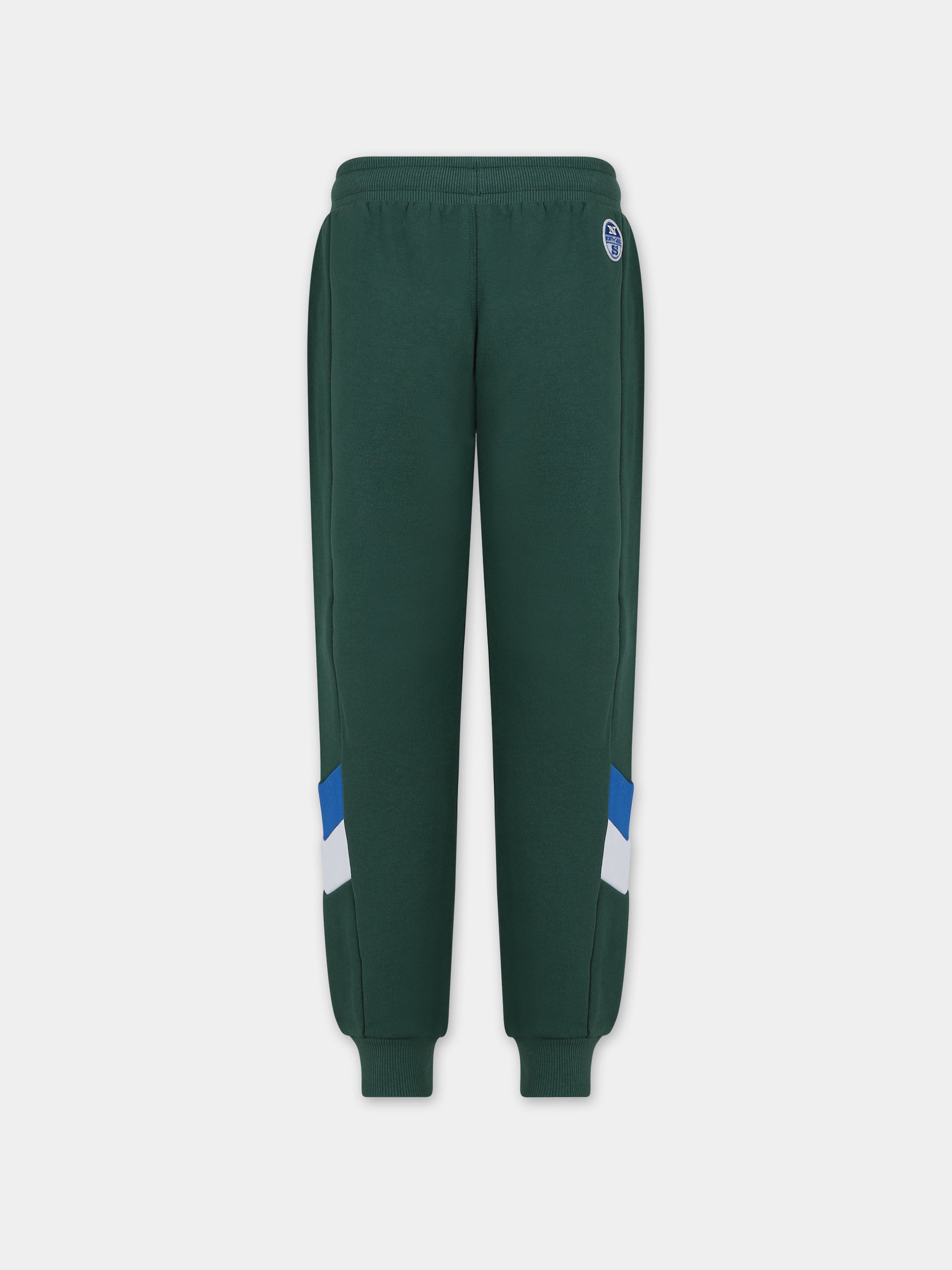 Pantalone sportivo verde per bambino con logo,North Sails,775392 000 0403