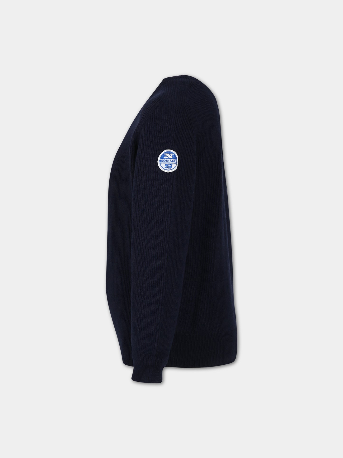 Maglione blu a costine per bambino con logo,North Sails,796175 000 0802