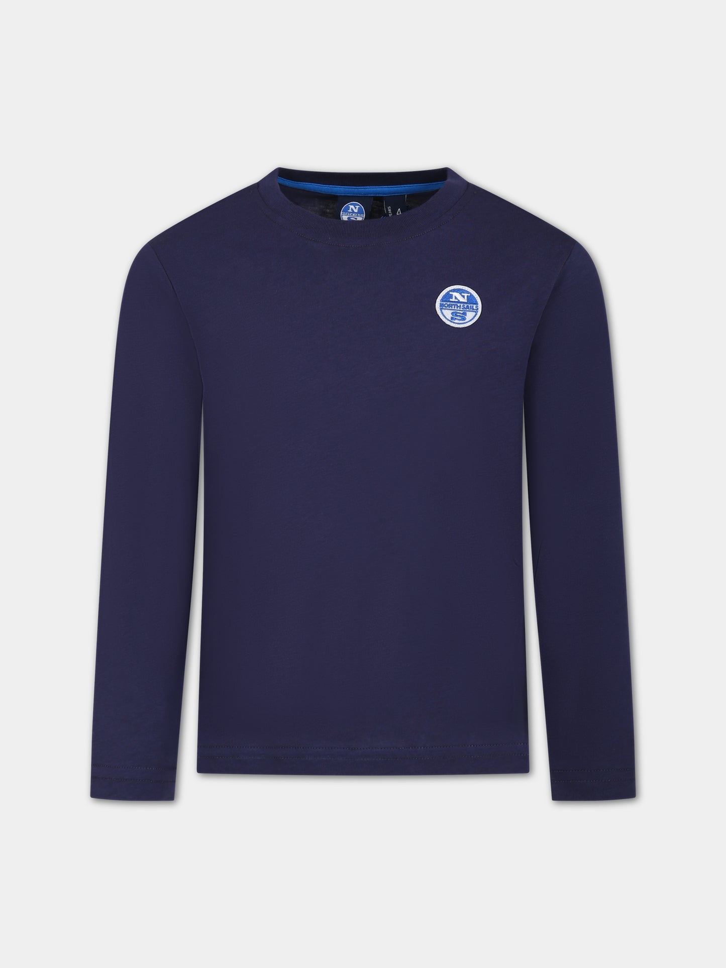 T-shirt blu per bambino con patch logato,North Sails,795072 000 0802