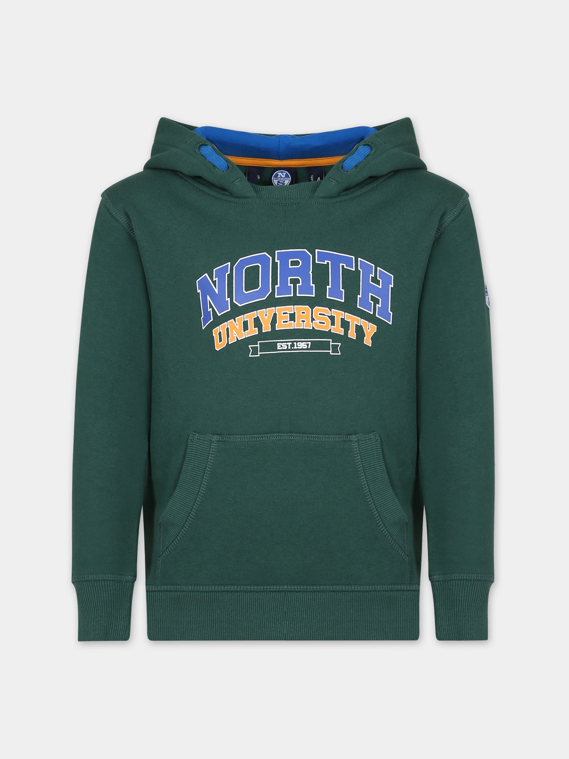 Felpa verde per bambino con logo,North Sails,794430 000 0403