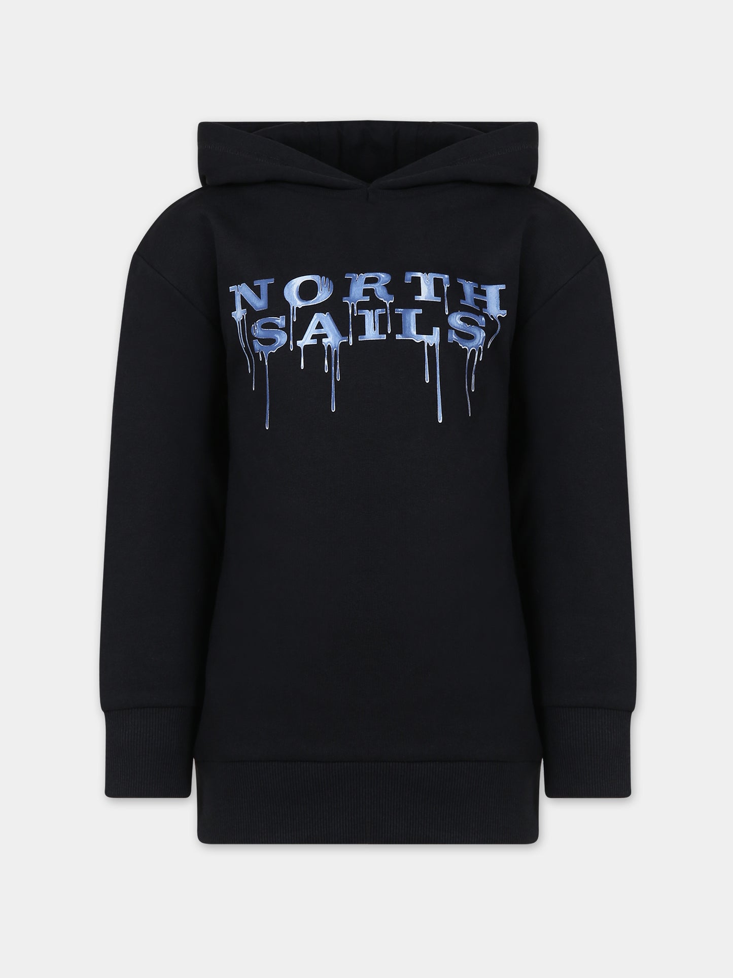 Felpa nera per bambino con logo,North Sails,794440 000 C001