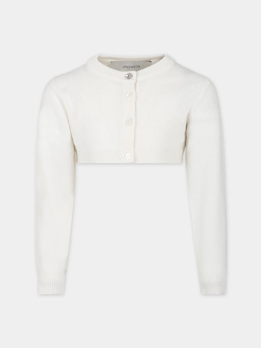 Cardigan avorio per bambina,Simonetta,ST9A80 W0052 101