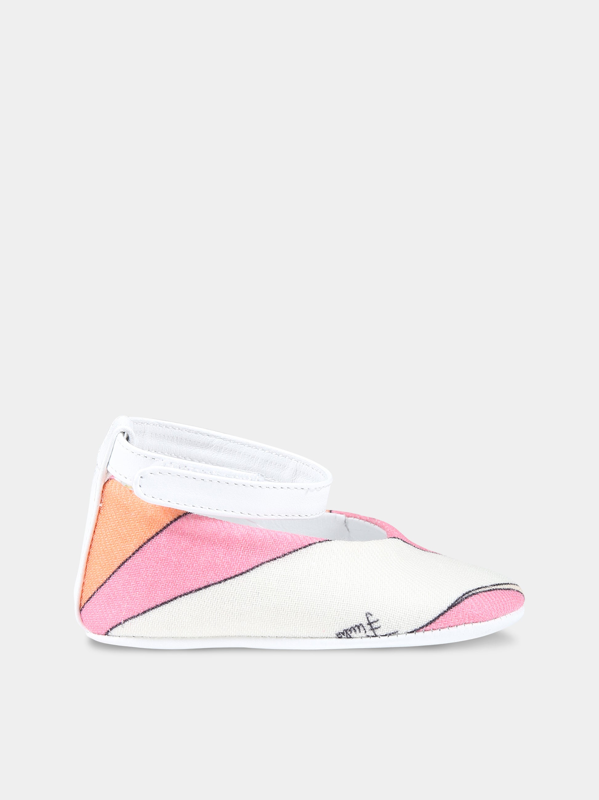 Ballerine rosa per neonata con stampa,Emilio Pucci Junior,PT0136 P0333 515AR