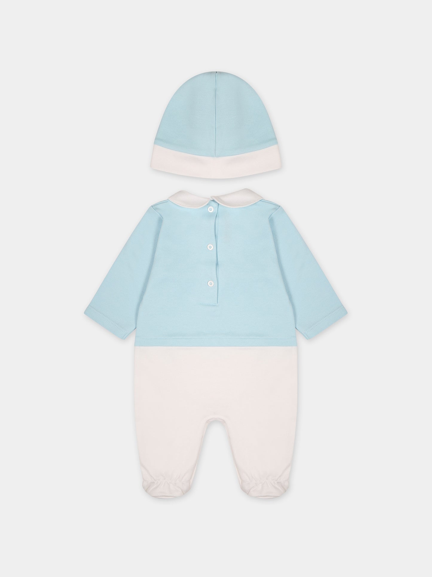 Set celeste per neonato con logo,Balmain Kids,BTB630 Z1769 639
