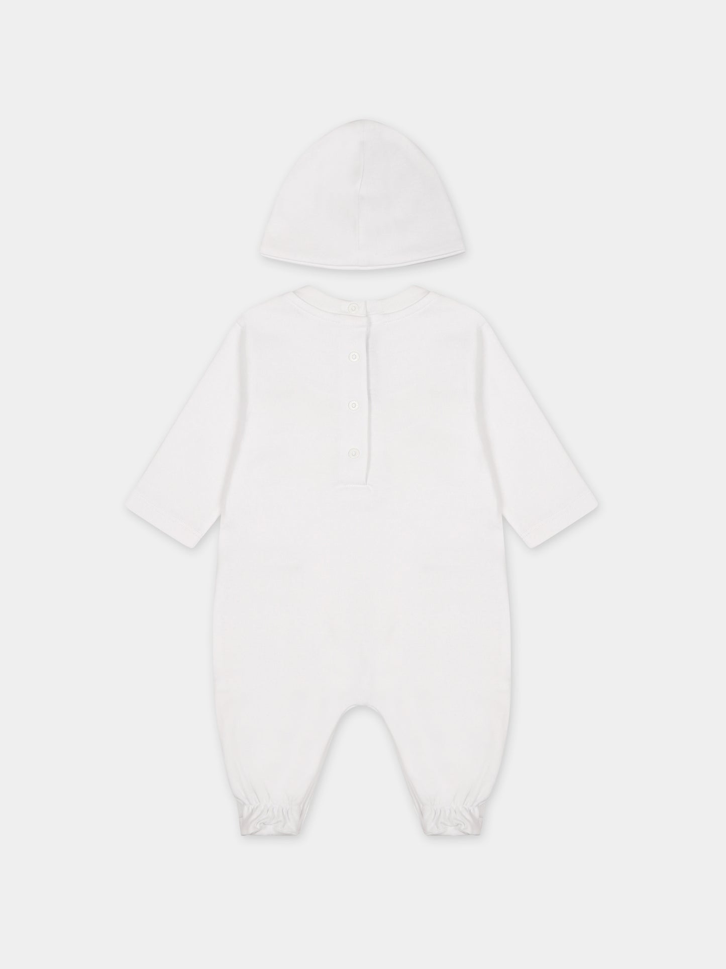 Set bianco per neonati con logo dorato,Balmain Kids,BTB610 Z1763 100OR