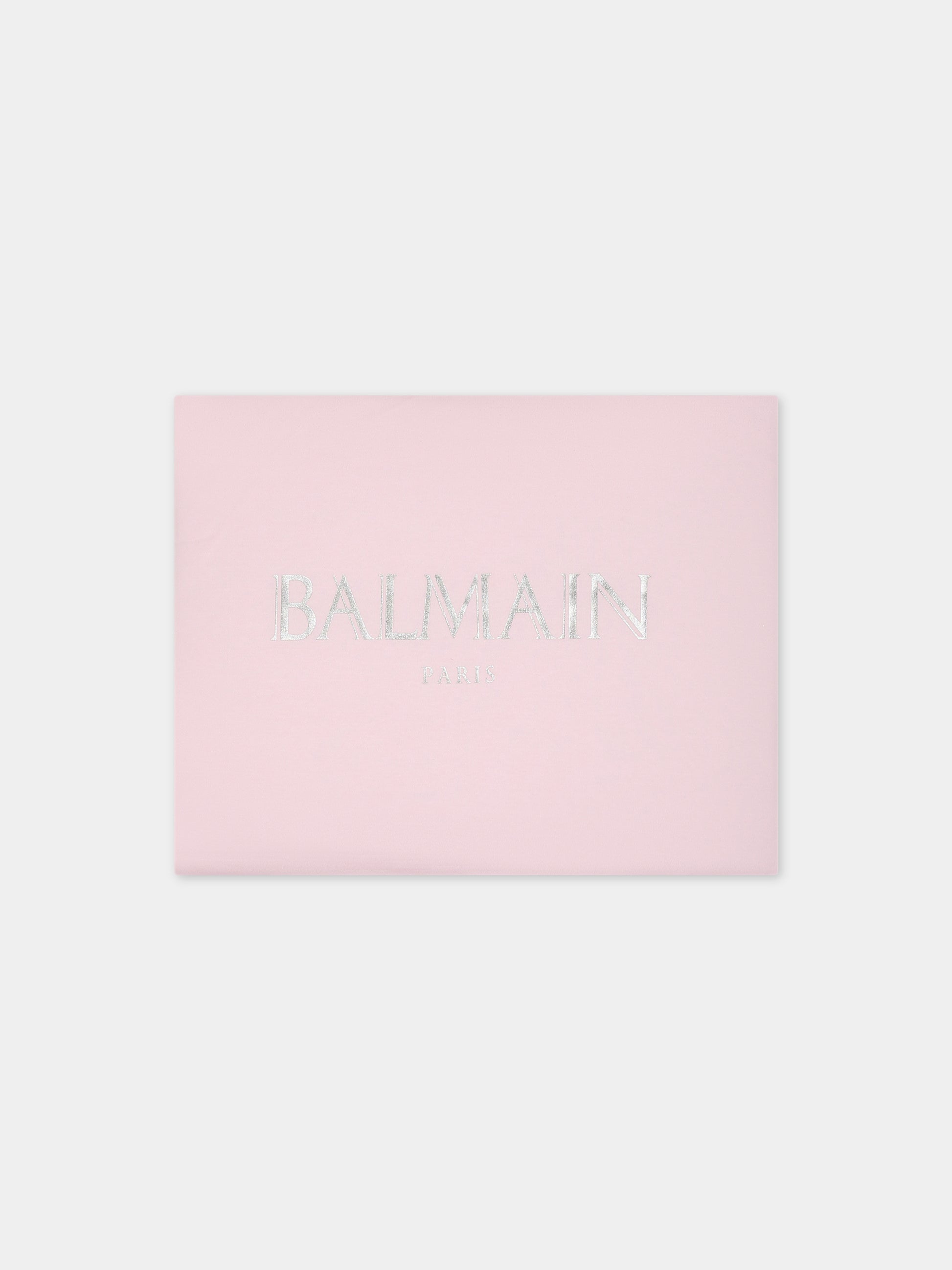 Coperta rosa per neonata con logo,Balmain Kids,BT0660 Z1769 540