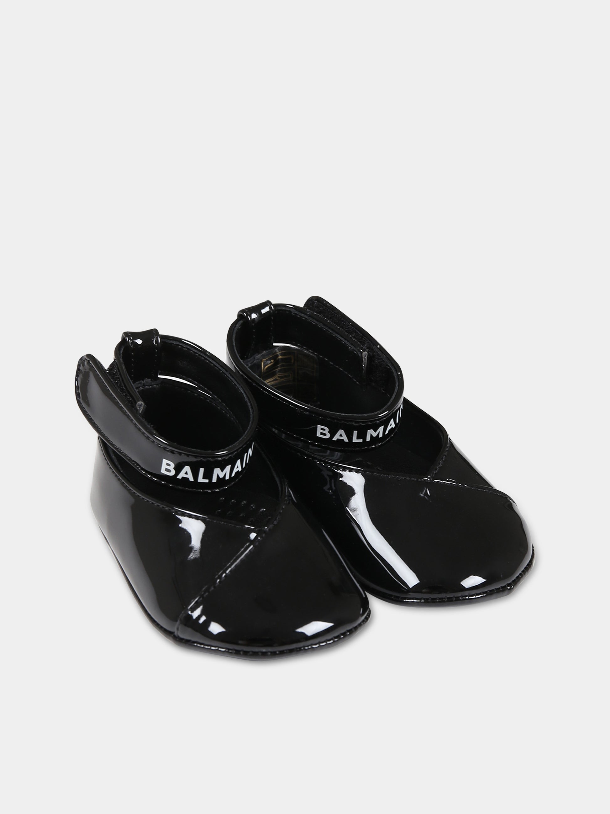 Ballerine nere per neonata con logo,Balmain Kids,BT0016 Z1629 930