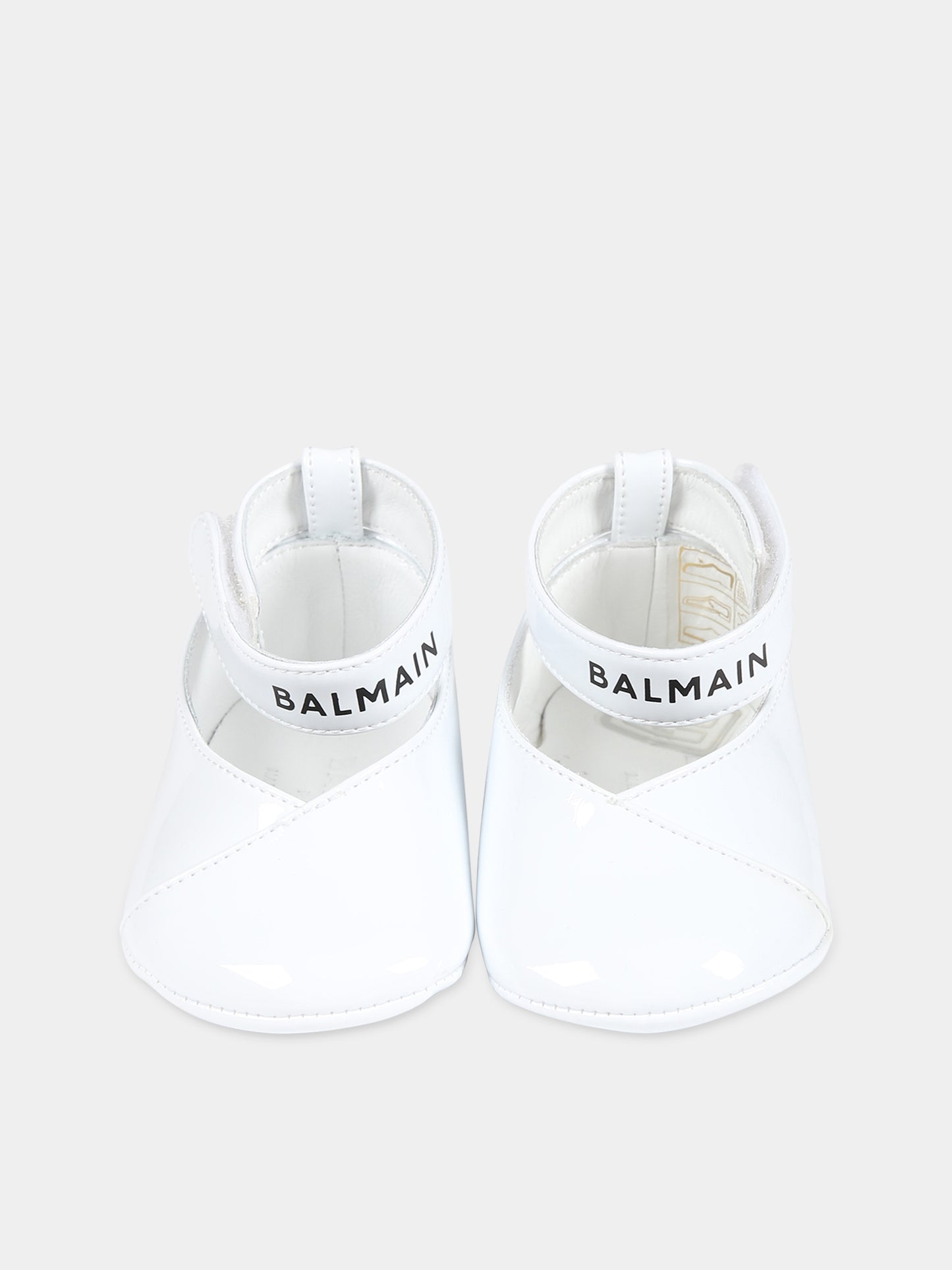 Ballerine bianche per neonata con logo,Balmain Kids,BT0016 Z1629 100