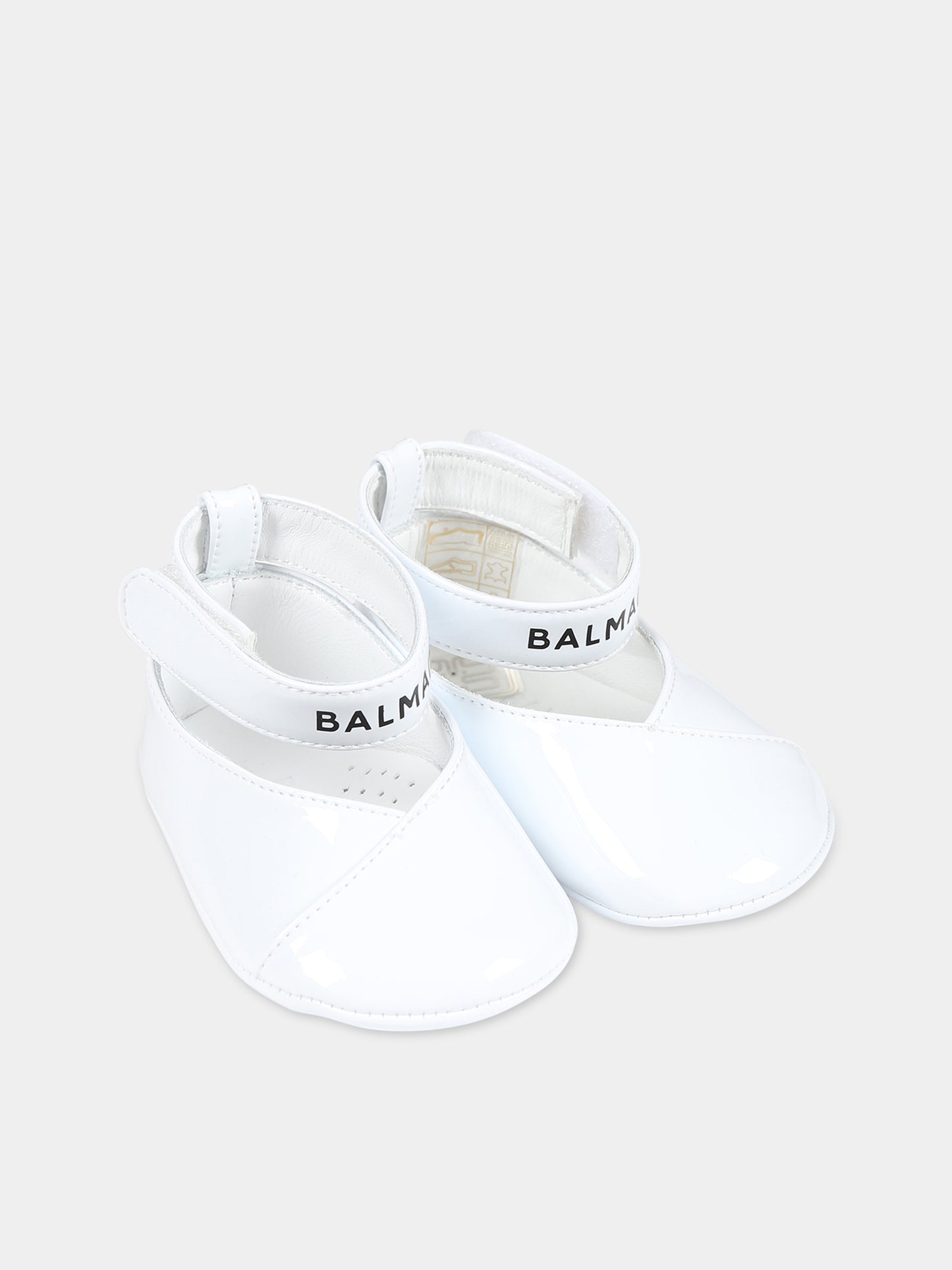 Ballerine bianche per neonata con logo,Balmain Kids,BT0016 Z1629 100