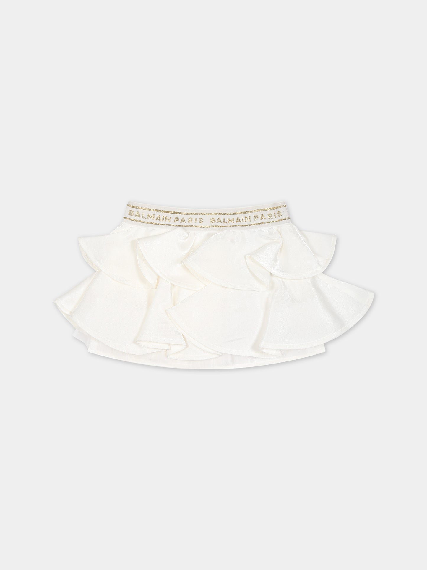 Gonna avorio per neonata con logo,Balmain Kids,BT7021 K0158 101