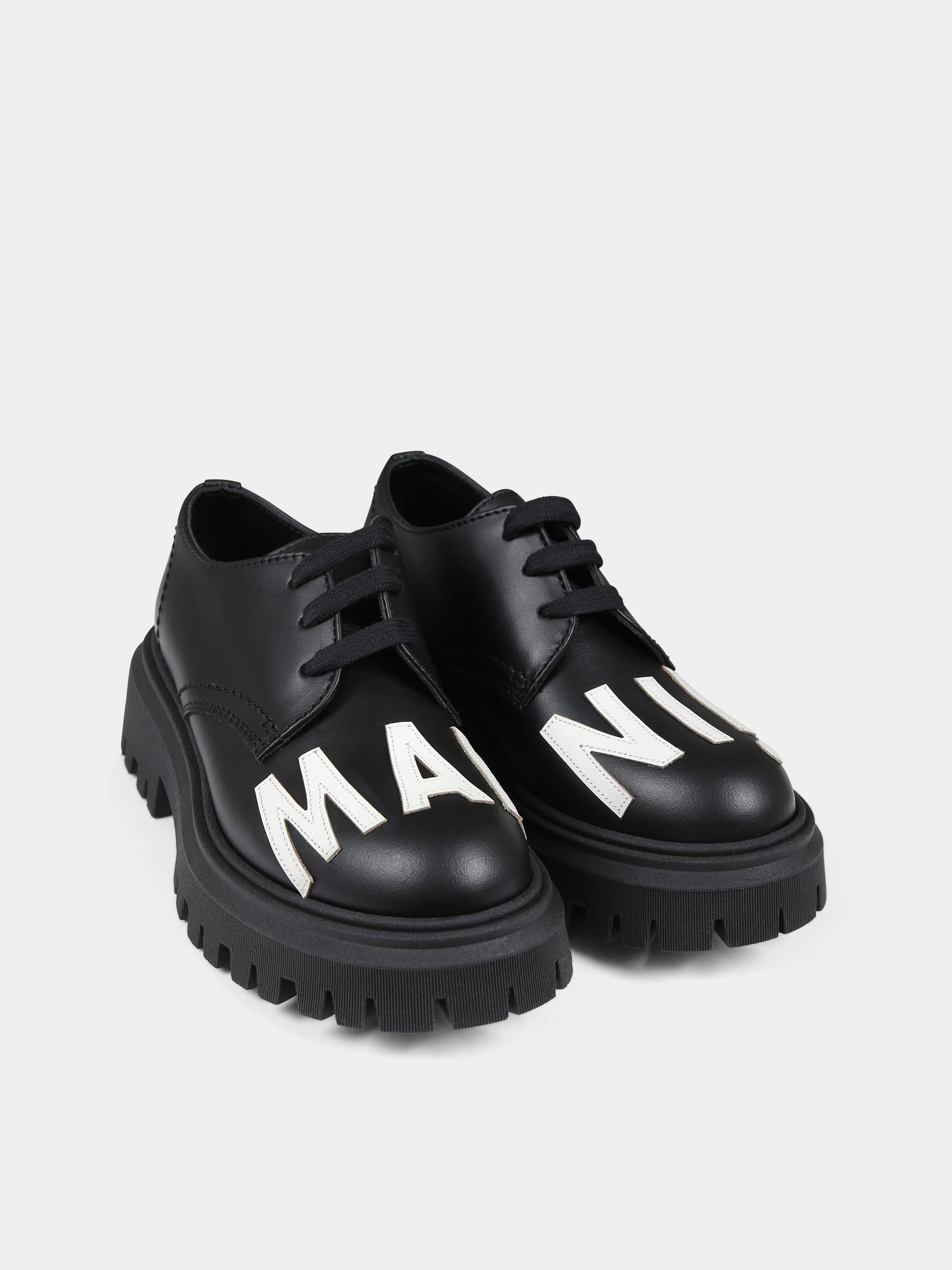 Stringate nere per bambini con logo,Marni Kids,75361 1