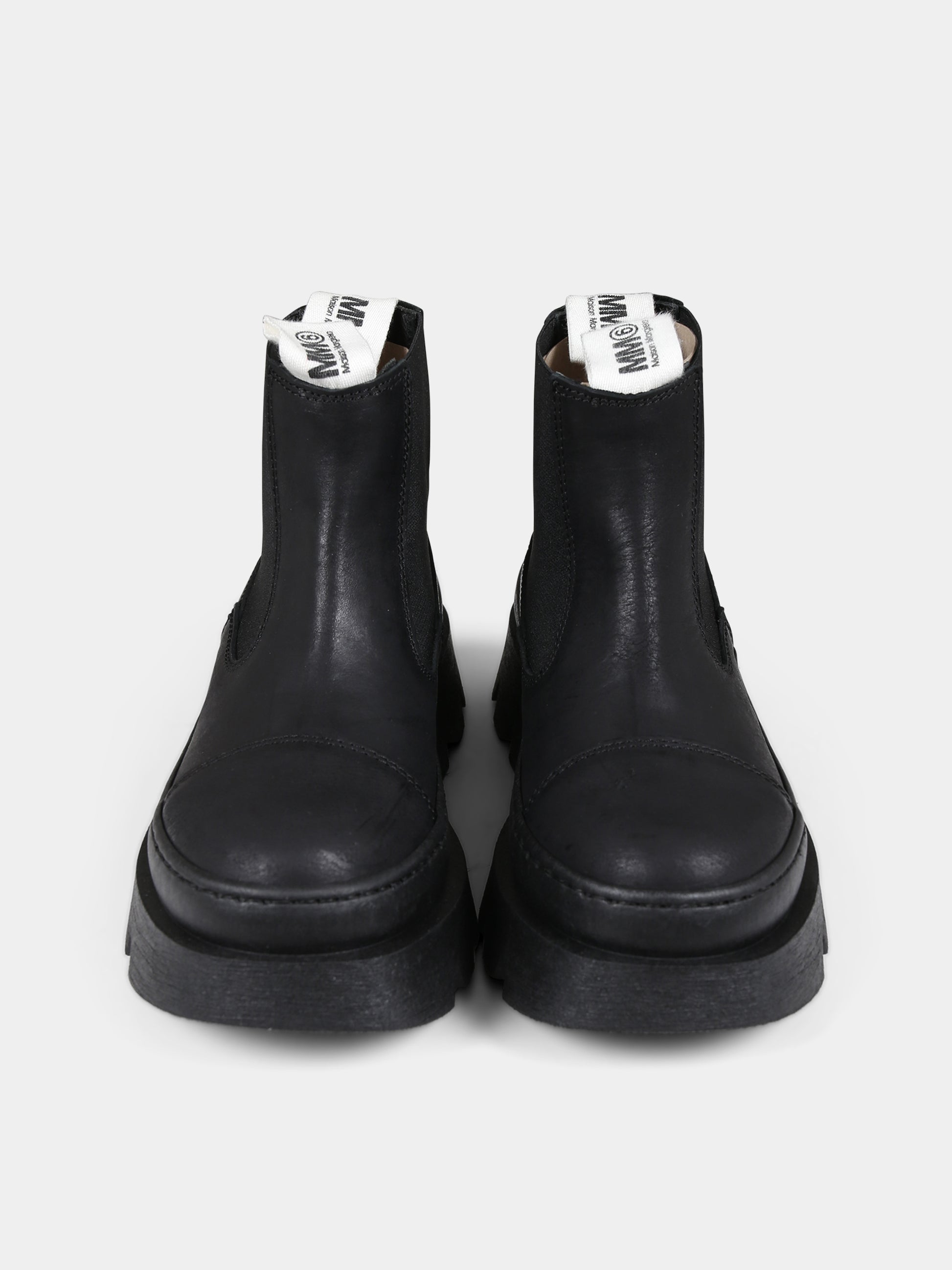Stivaletti neri per bambini con logo,Mm6 Maison Margiela,75042 1