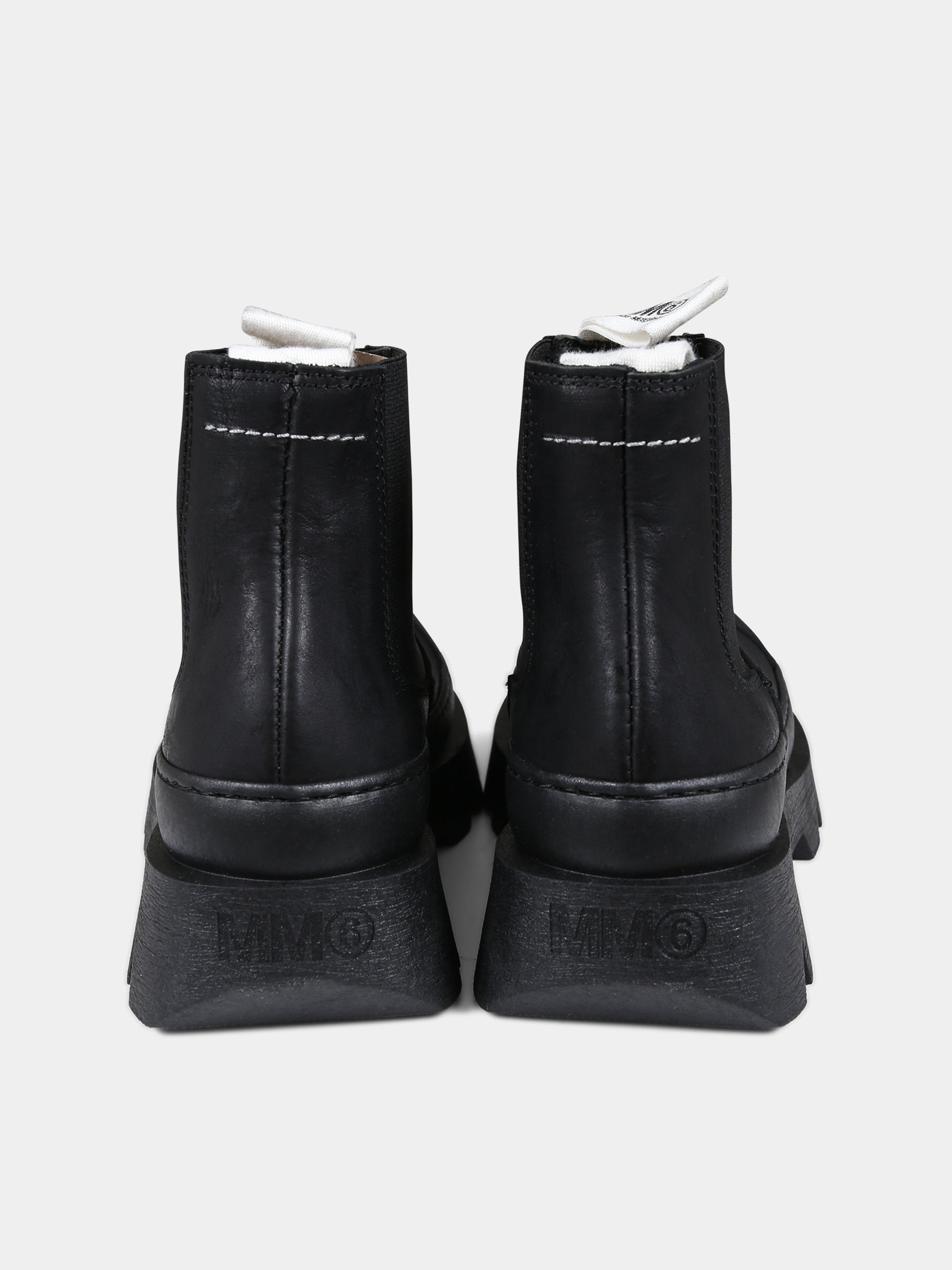 Stivaletti neri per bambini con logo,Mm6 Maison Margiela,75042 1
