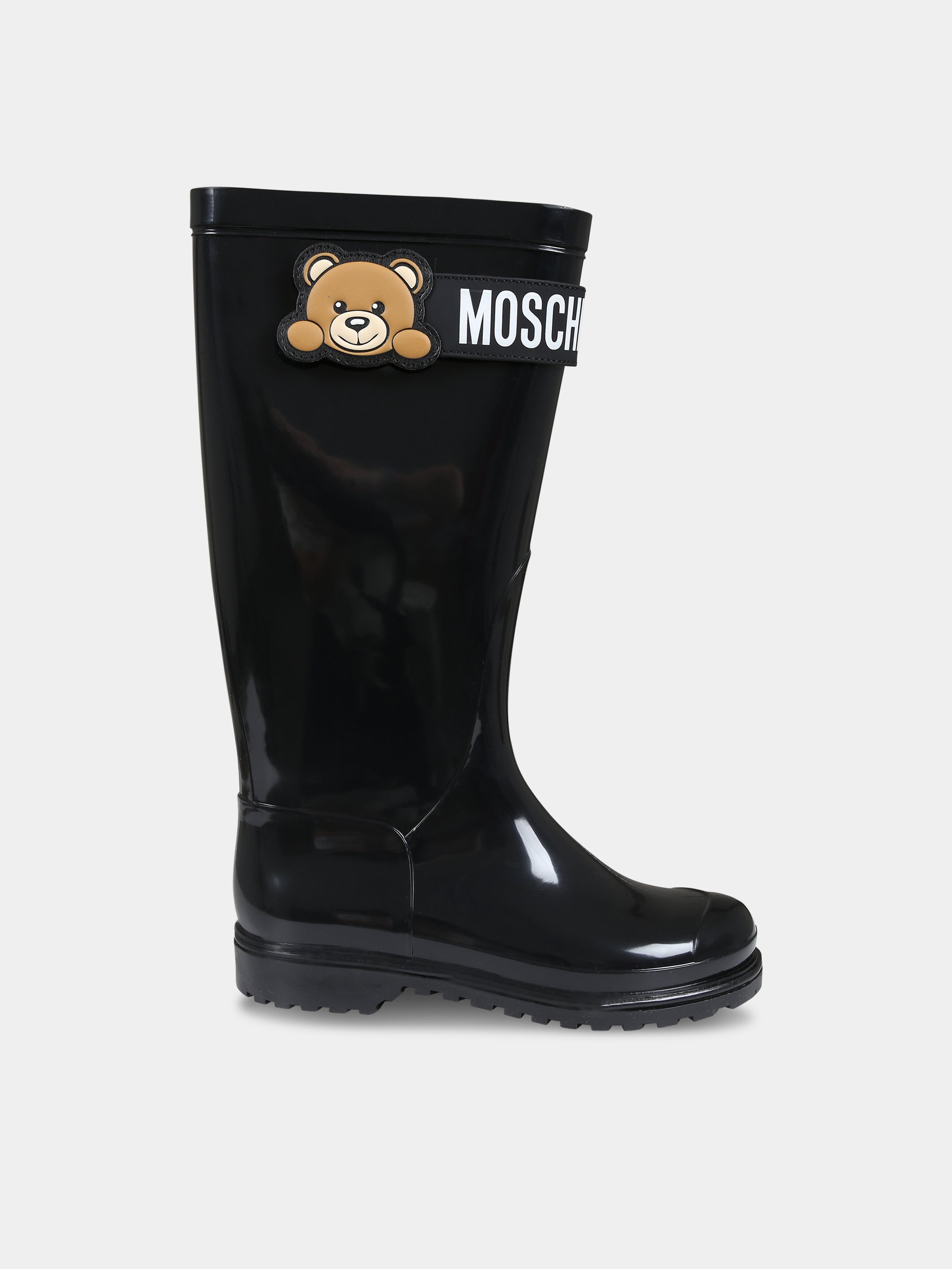 Stivali neri per bambina con Teddy Bear,Moschino Kids,76094 1