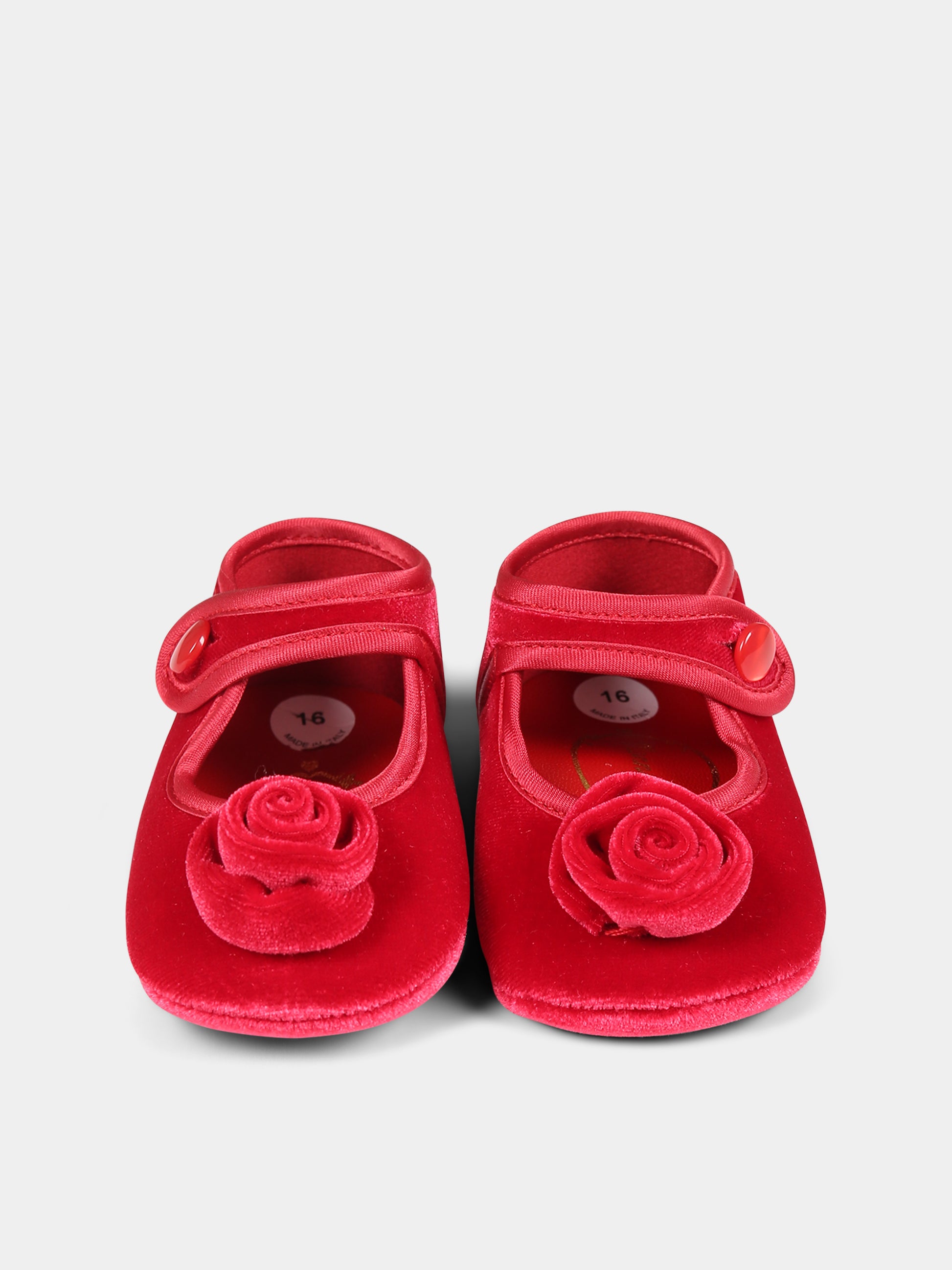 Ballerine rosse per neonata con rosa,Monnalisa,39B015 2908 0043
