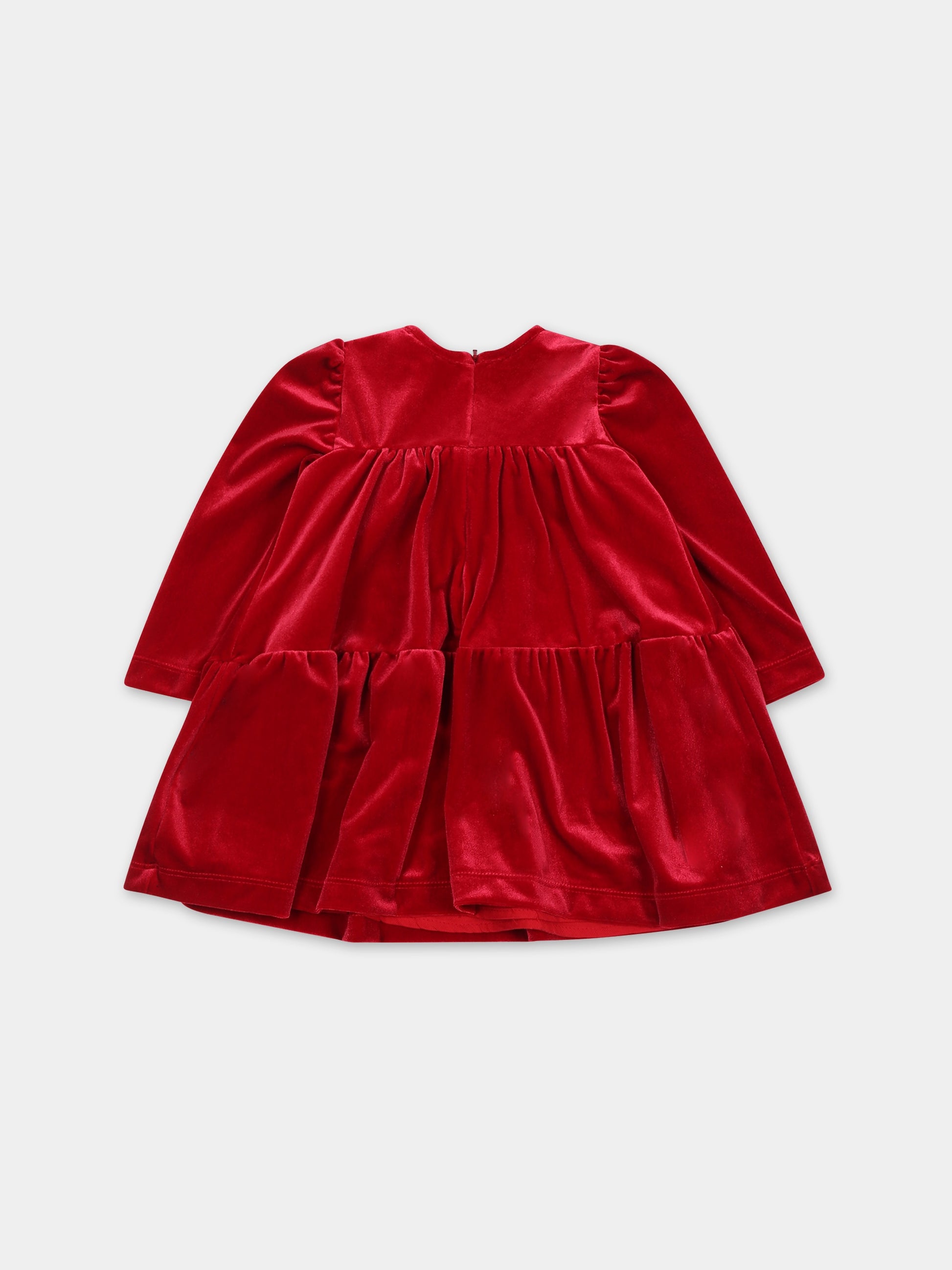 Vestito rosso per bambina con fiocco,Monnalisa,31B912 2850 0043