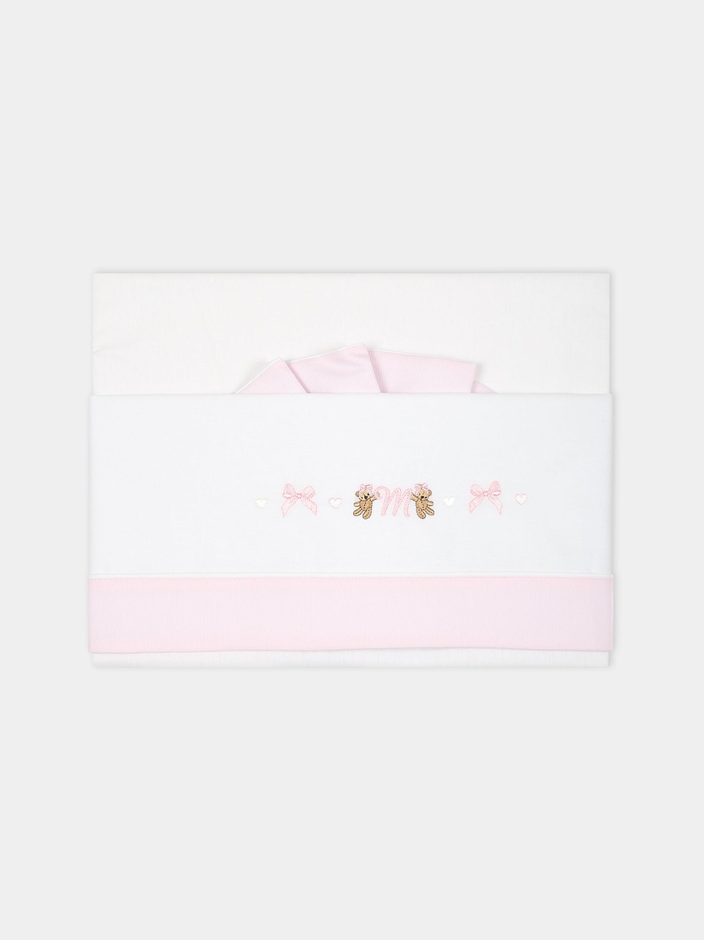 Set bianco per neonata con logo e orsetti,Monnalisa,35B015 2074 0001