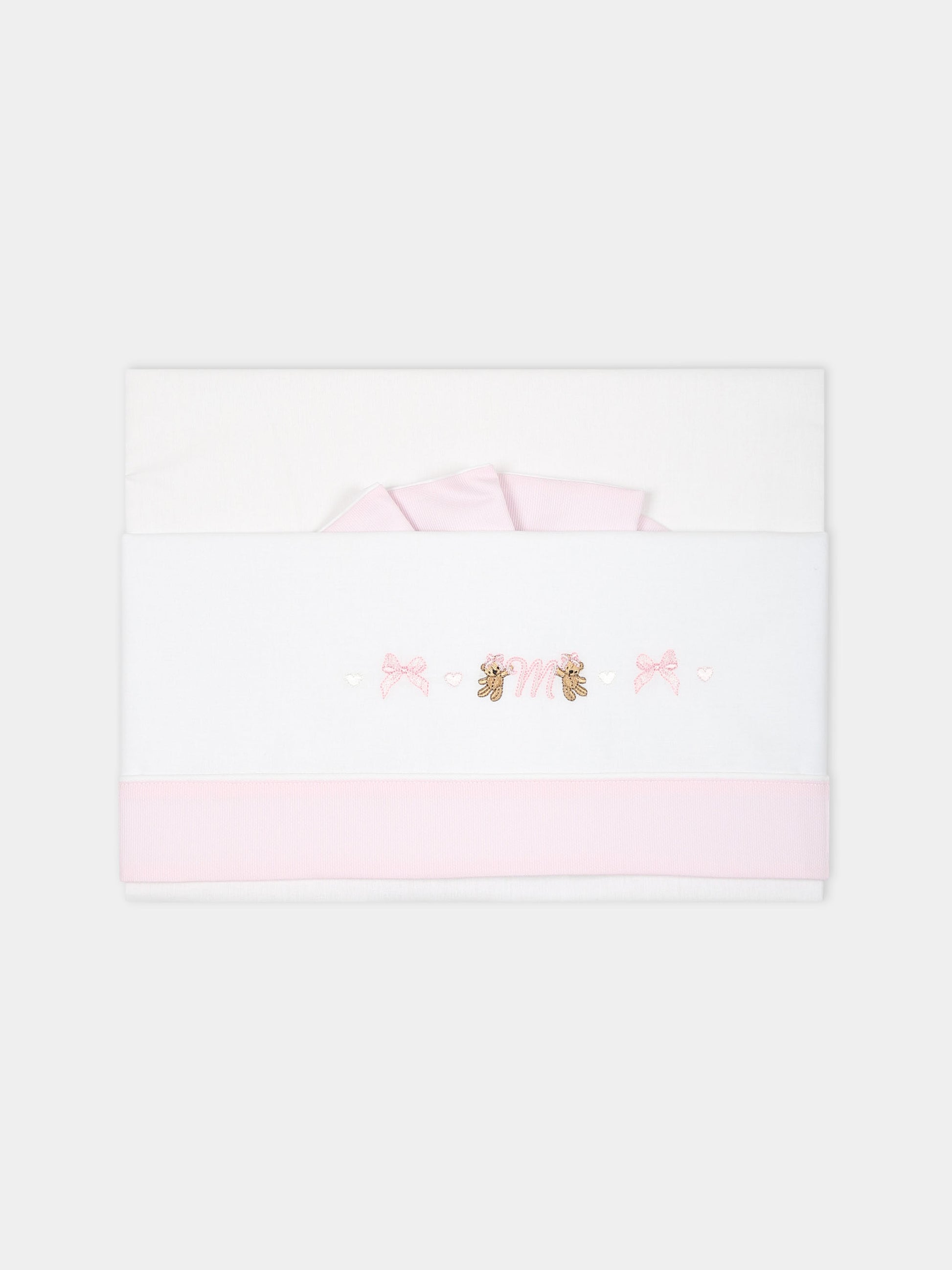 Set bianco per neonata con logo e orsetti,Monnalisa,35B015 2074 0001