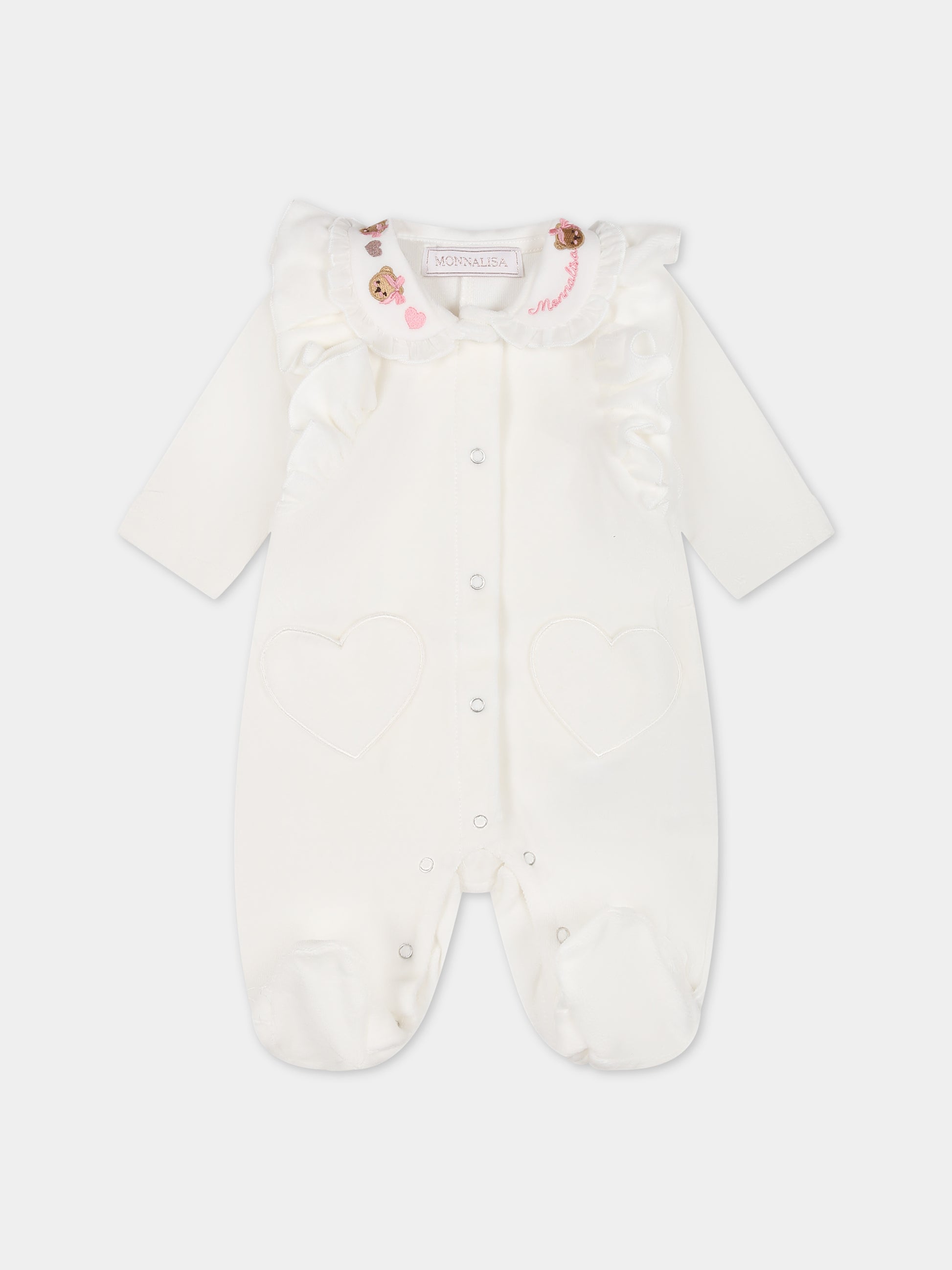 Tutina bianca per neonata con logo,Monnalisa,35B207 2009 0001