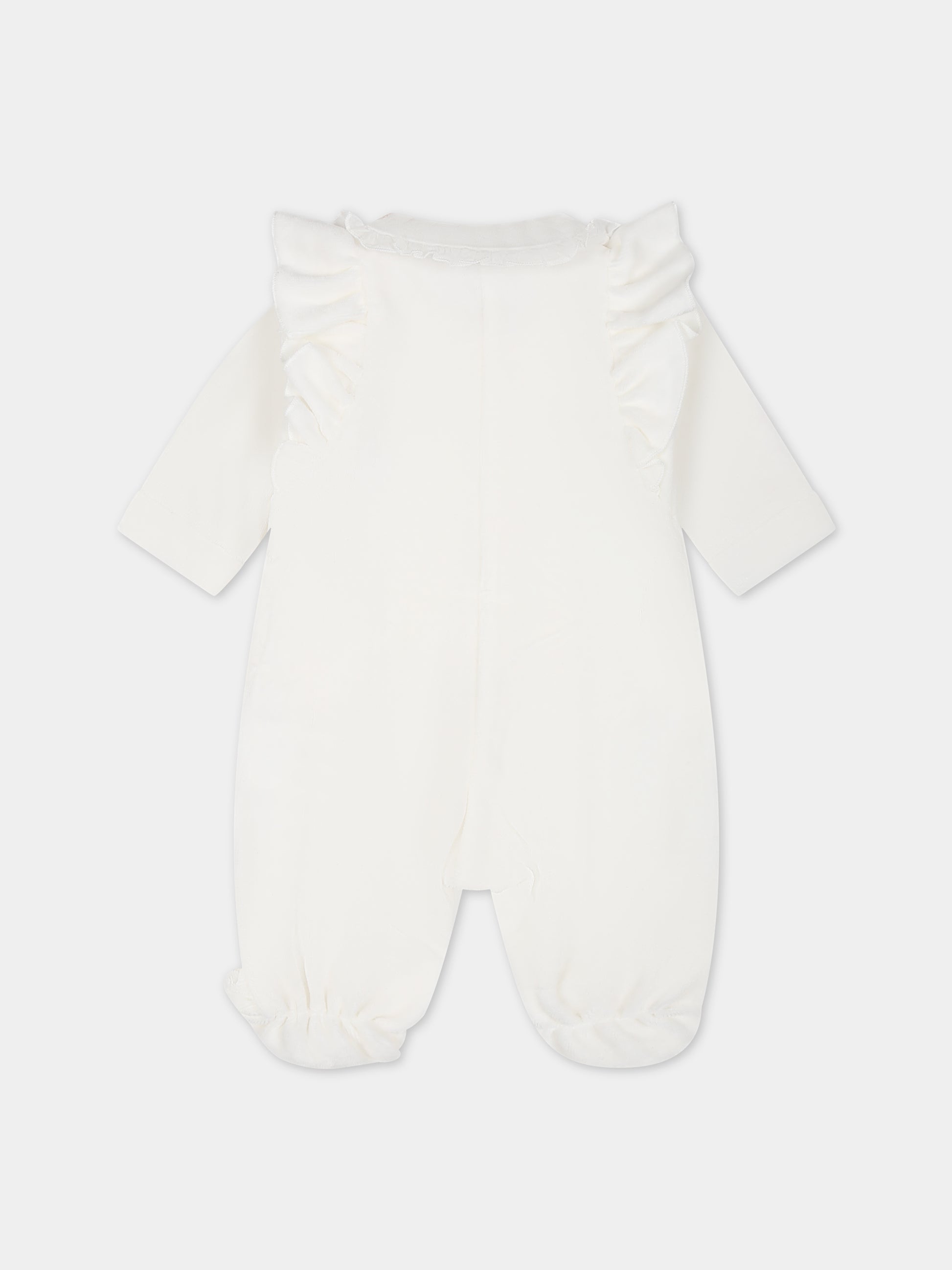 Tutina bianca per neonata con logo,Monnalisa,35B207 2009 0001