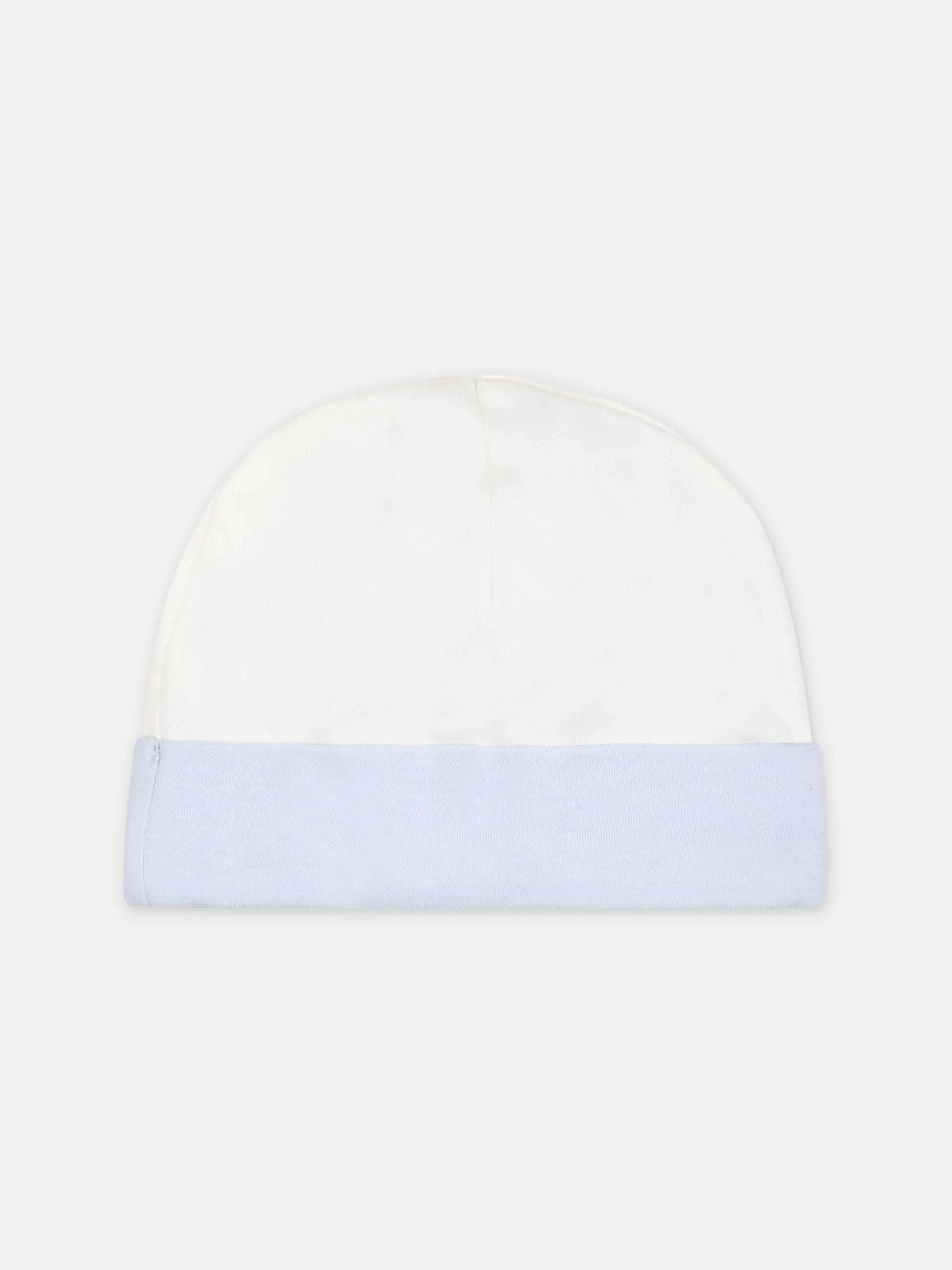 Cappello bianco per neonato con logo e orsetto,Monnalisa,22B001 2004 0152