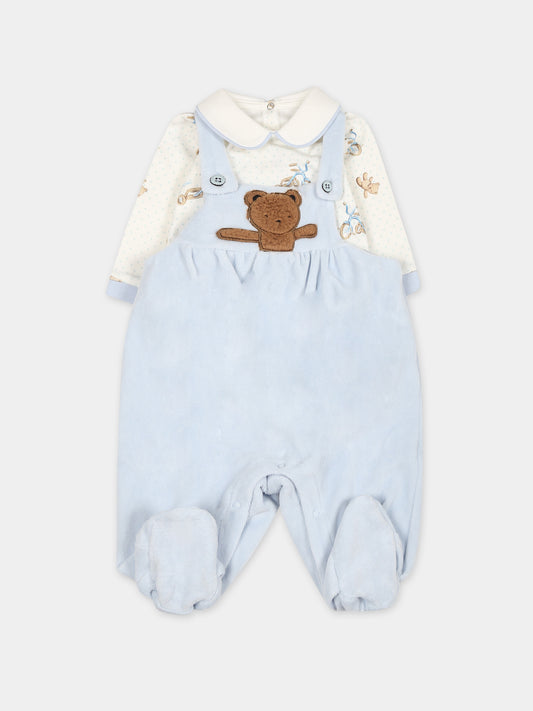 Set celeste per neonato con pois,Monnalisa,22B500 2049 0152