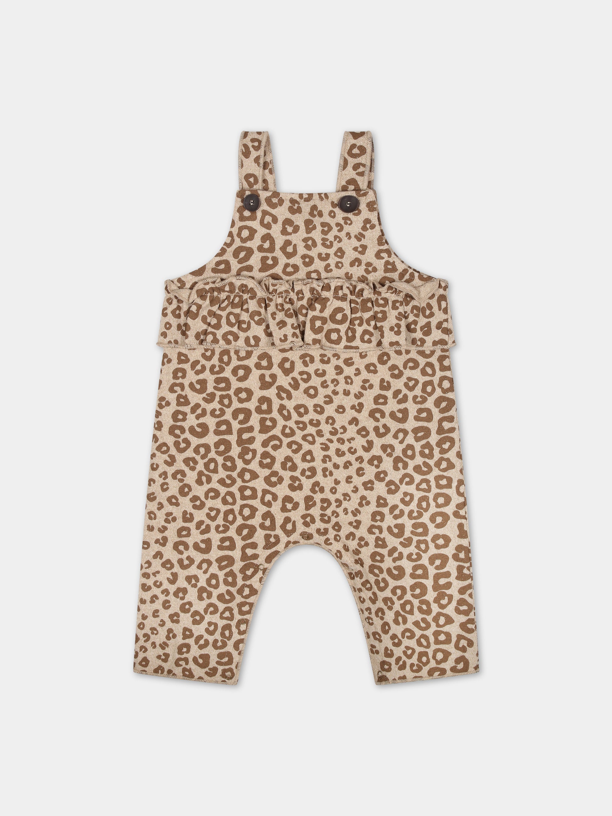Salopette beige per neonata con stampa animalier,Zhoe & Tobiah,LM1 45