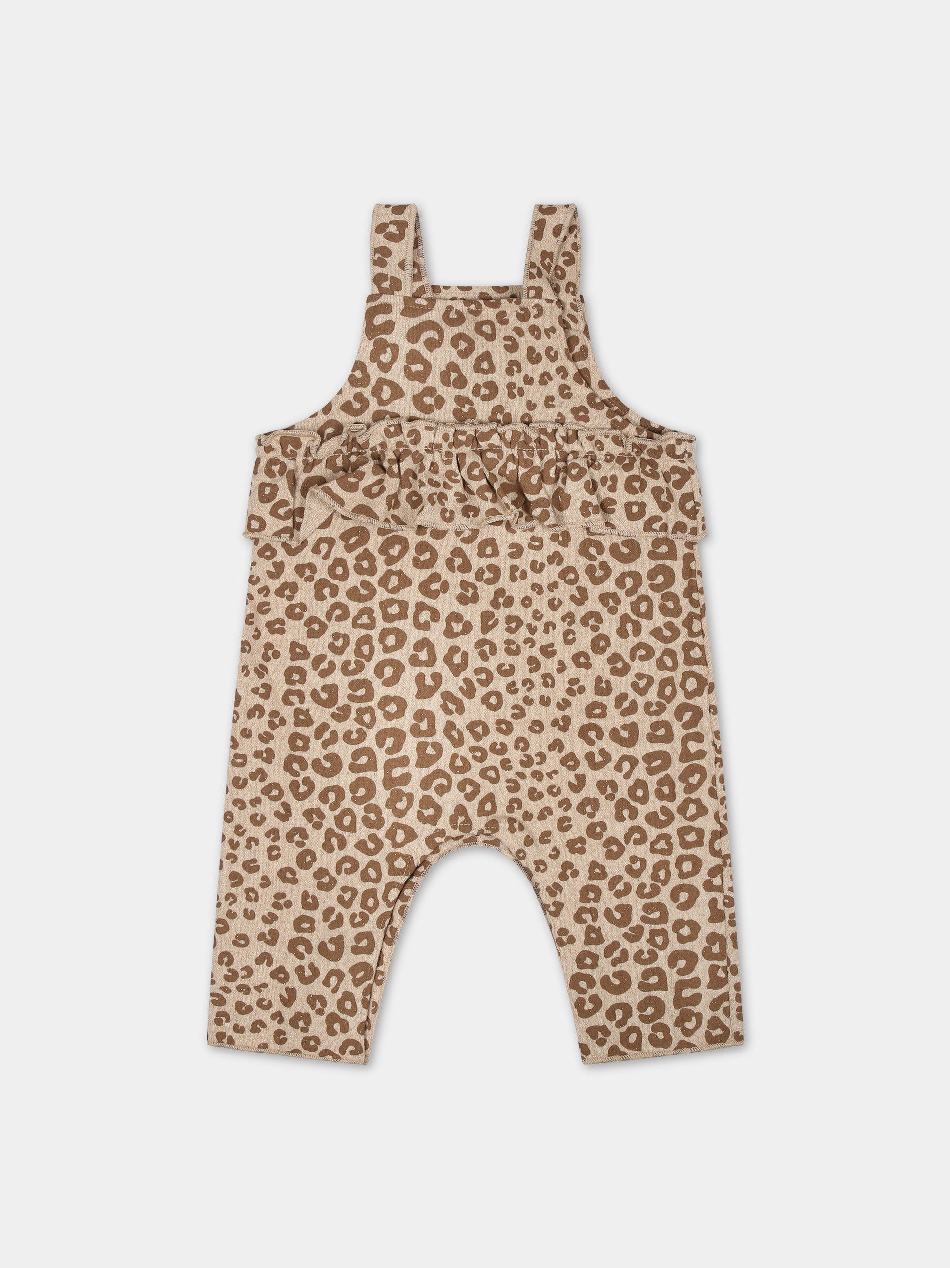 Salopette beige per neonata con stampa animalier,Zhoe & Tobiah,LM1 45