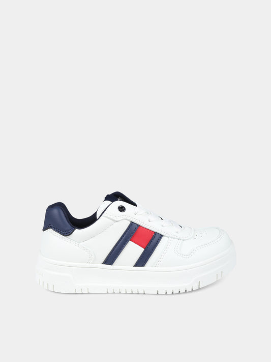 Sneakers bianche per bambino con logo,Tommy Hilfiger Junior,T3X9 33115 1355A473