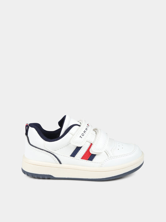 Sneakers basse bianche per bambino con logo,Tommy Hilfiger Junior,T3B9 33101 1355530