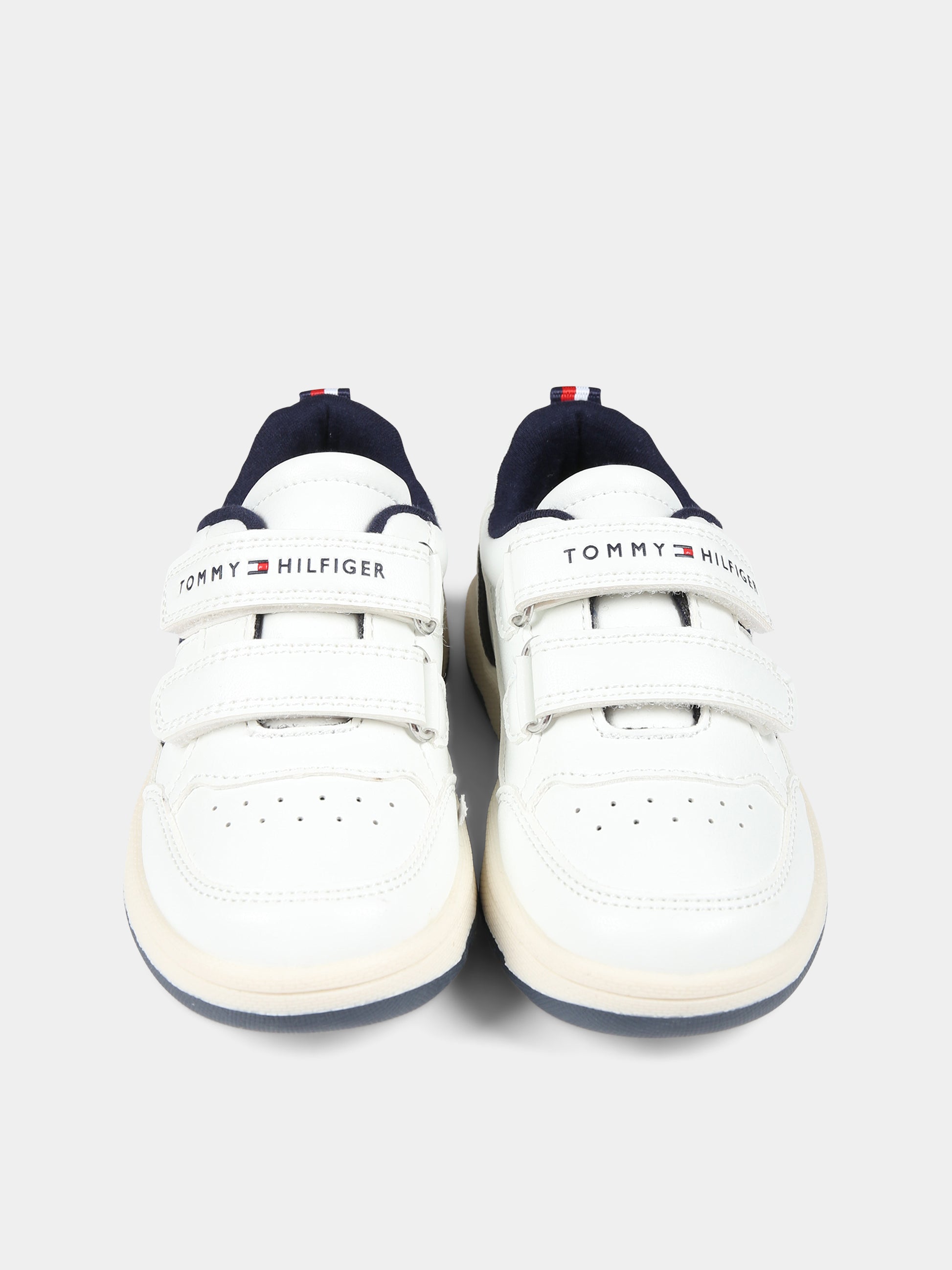 Sneakers basse bianche per bambino con logo,Tommy Hilfiger Junior,T3B9 33101 1355530