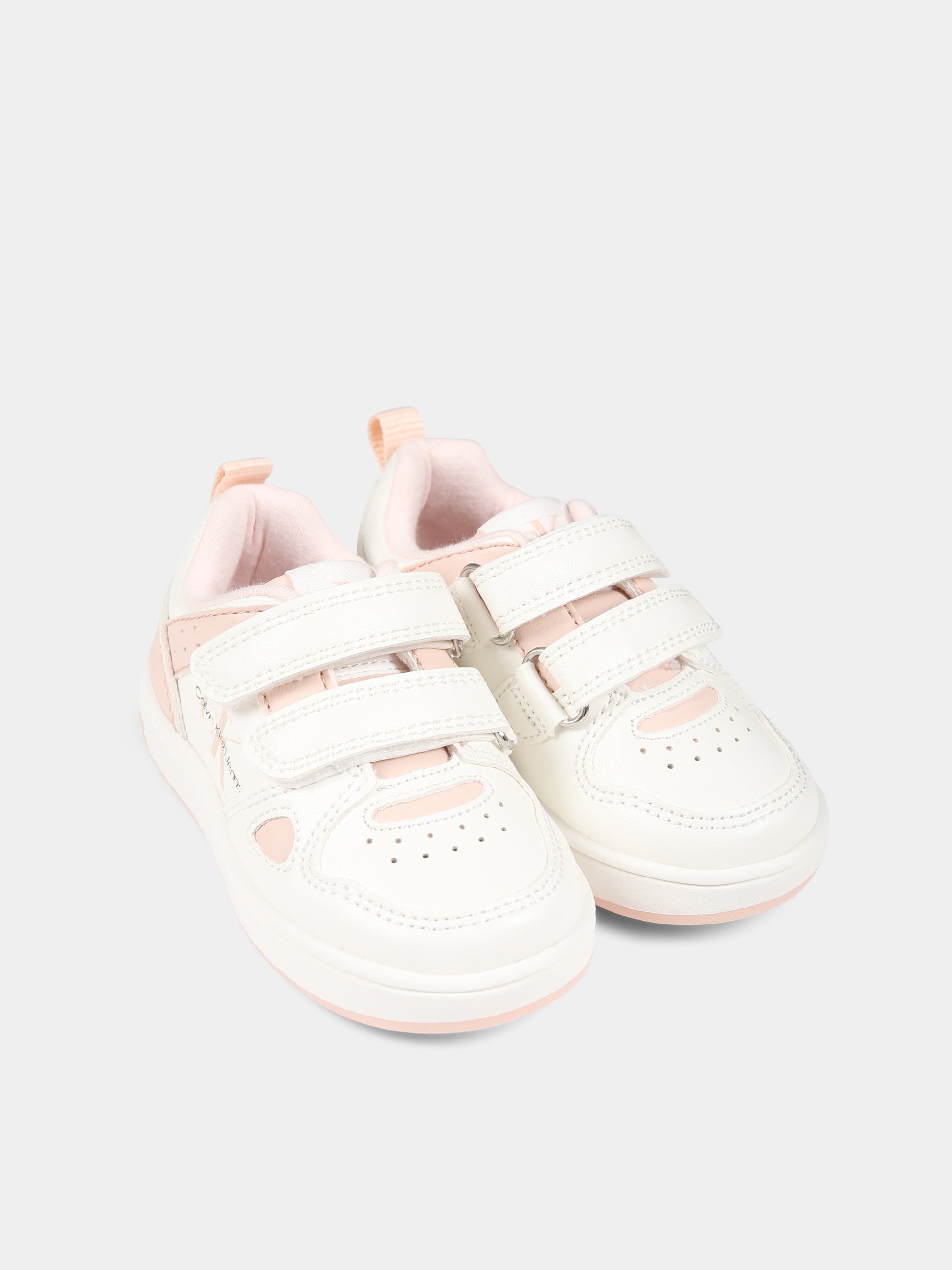 Sneakers bianche per bambina con logo,Calvin Klein Kids,V1A9 80652 1355A507