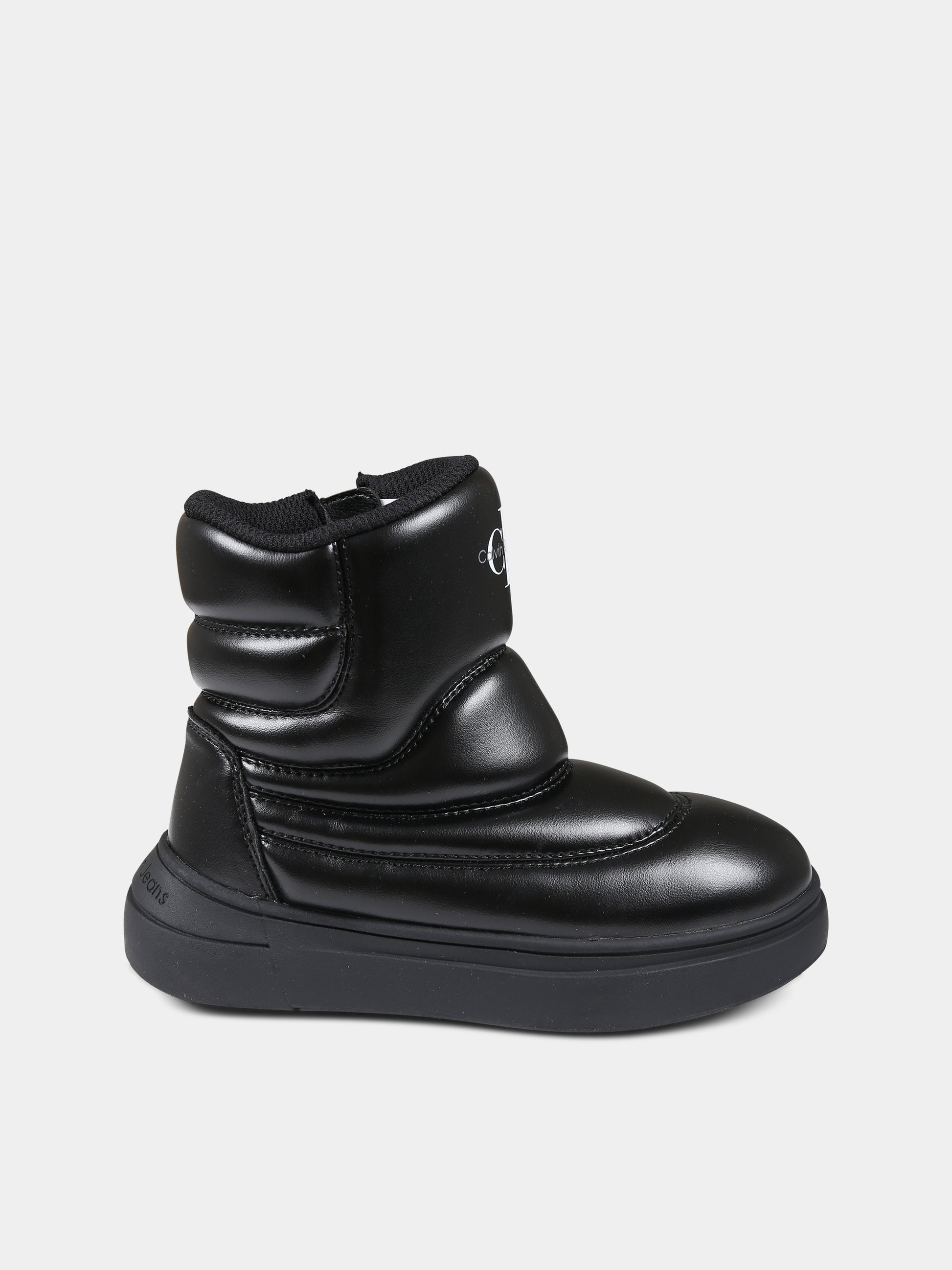 Stivaletti neri per bambina con logo,Calvin Klein Kids,V3A5 80669 1355999