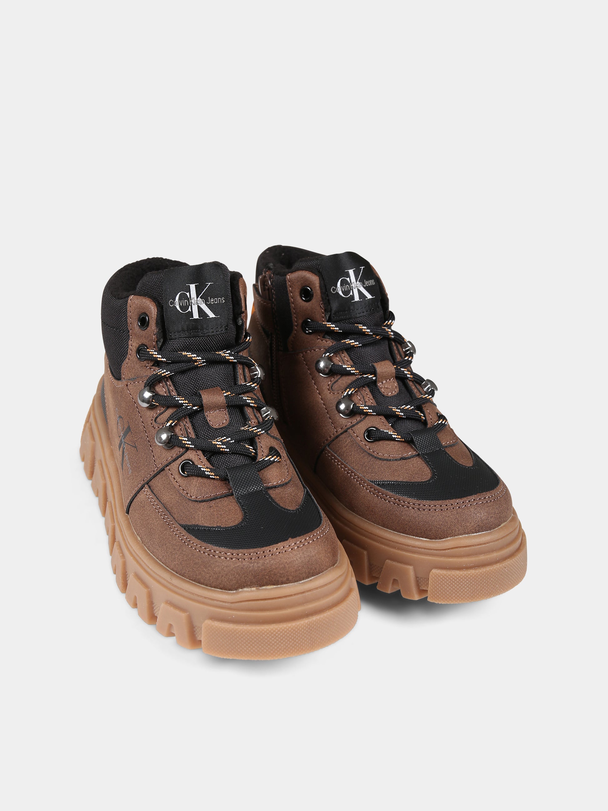 Stivaletti marroni per bambino con logo,Calvin Klein Kids,V3B5 80749 0316A127