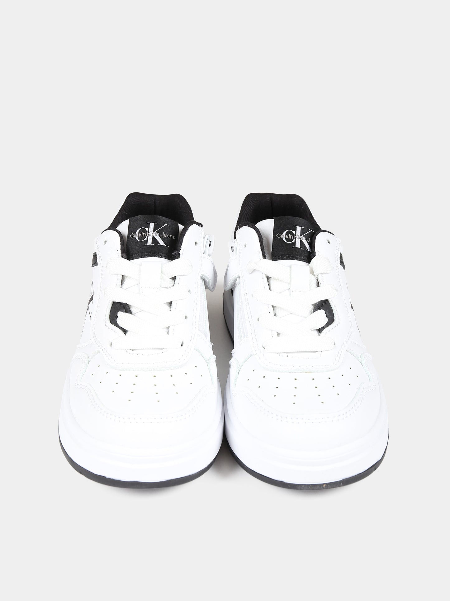 Sneakers bianche per bambino con logo,Calvin Klein Kids,V3X9 80726 1355100