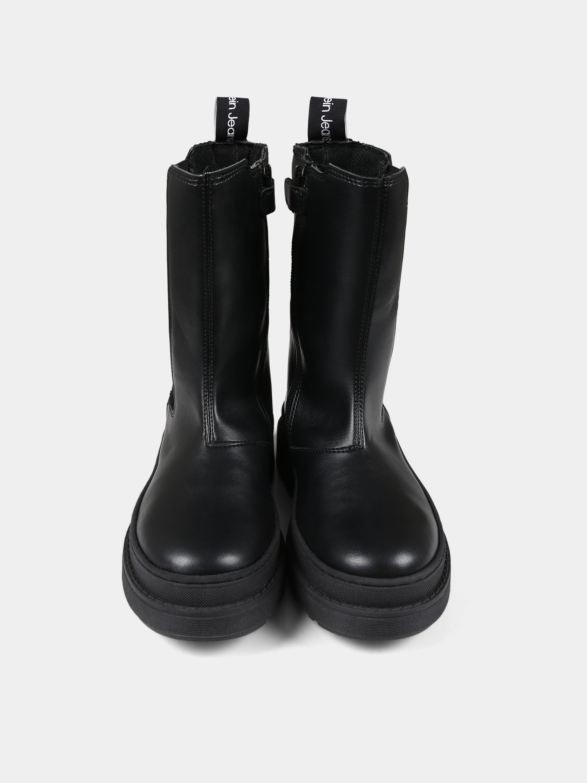 Stivali neri per bambina con logo,Calvin Klein Kids,V4A5 80707 0036999
