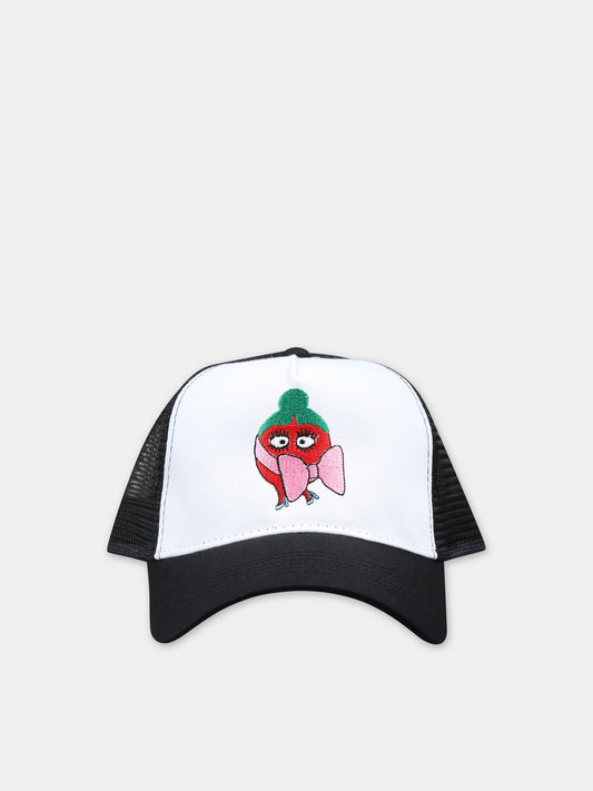 Cappello nero per bambina con ricamo,Caroline Bosmans,AW23 9102 L 9001