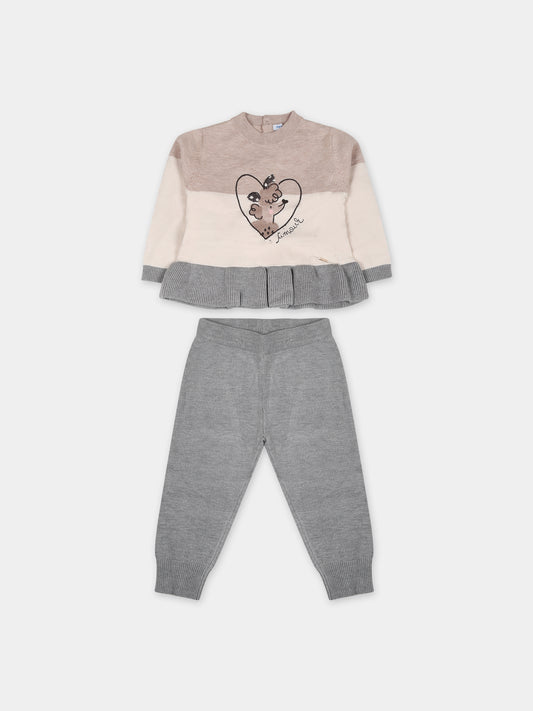 Completo grigio per neonata con cane e scritta,Mayoral,2528 069