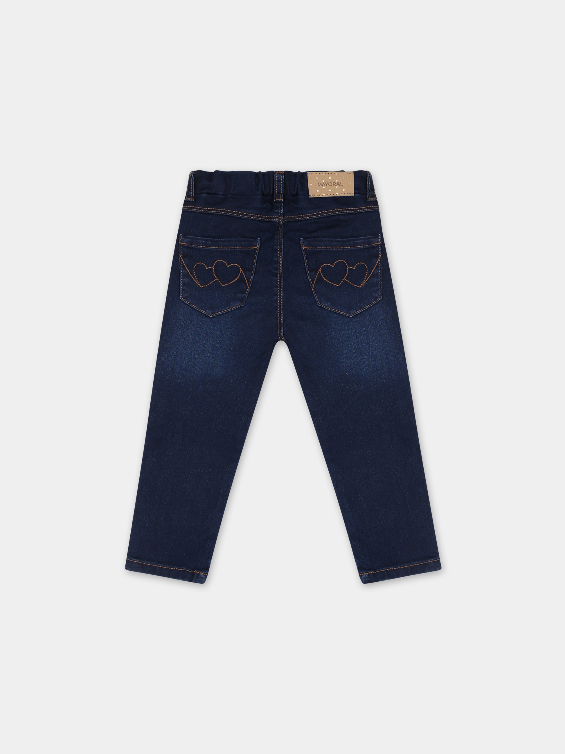 Jeans blu per neonata con cuori,Mayoral,576 037