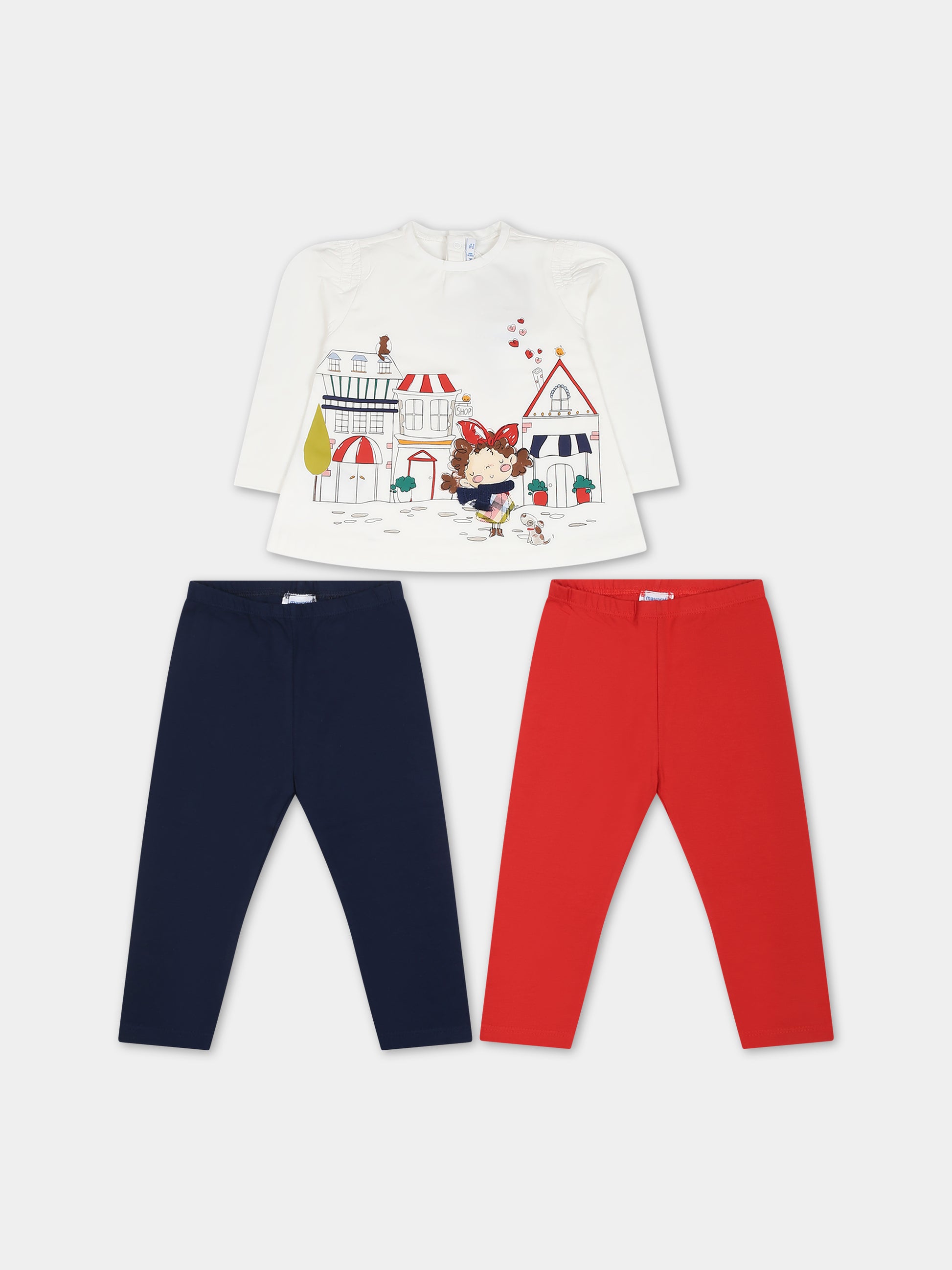 Completo bianco per neonata con stampa bambina,Mayoral,2768 086