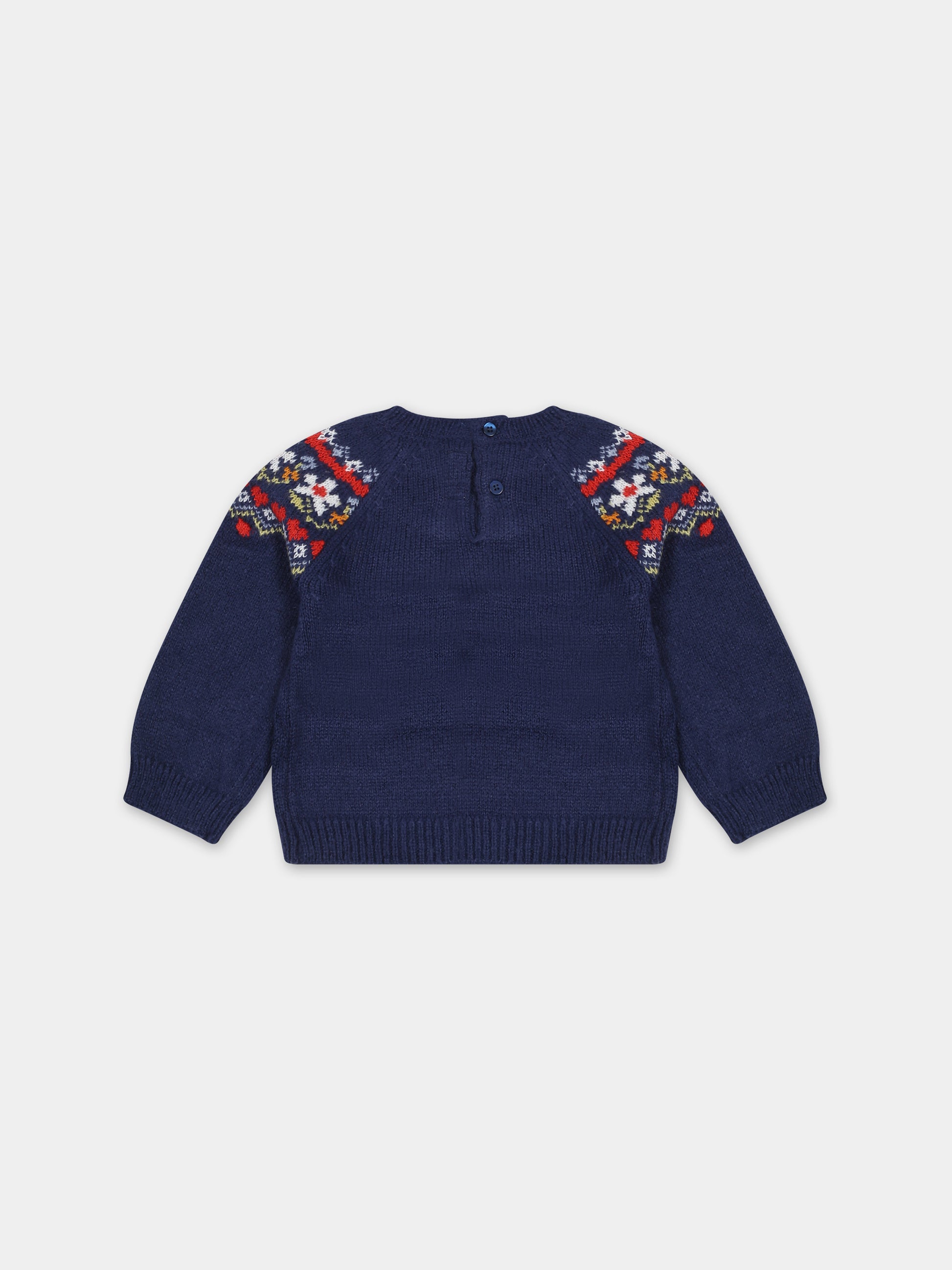 Maglione blu per neonata con motivo jacquard,Mayoral,2311 031