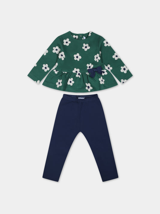 Completo verde per neonata con stampa fiori,Mayoral,2769 011