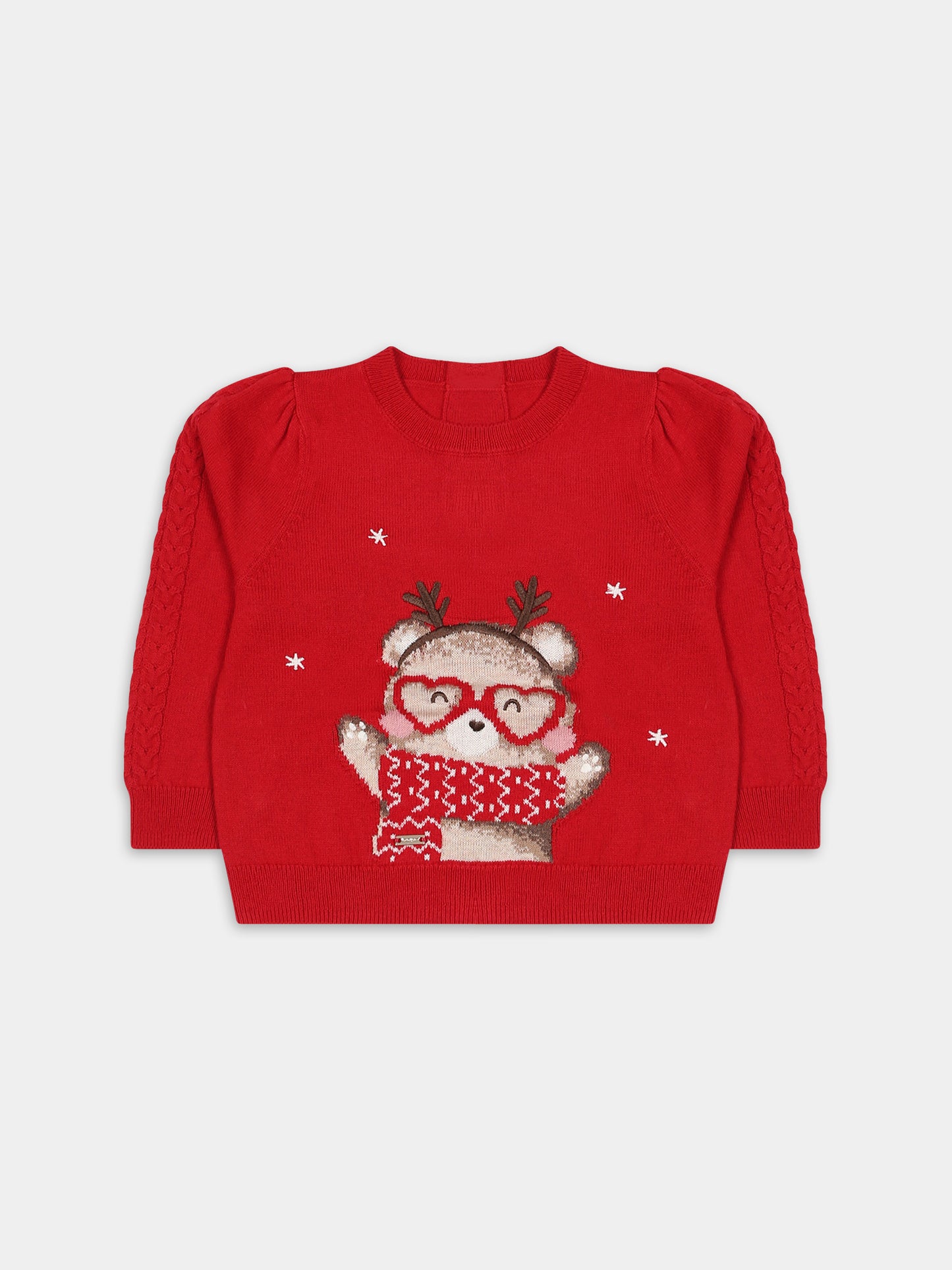 Maglione rosso per neonata con renna,Mayoral,2312 038