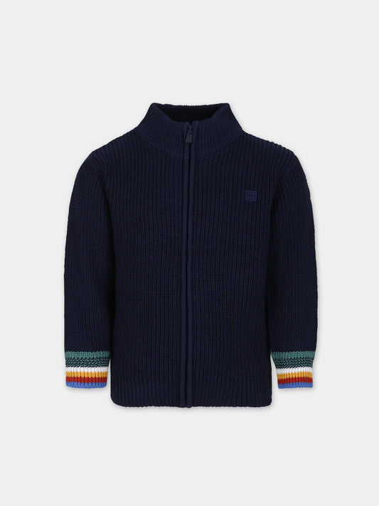 Cardigan blu per bambino con logo,Mayoral,4332 096