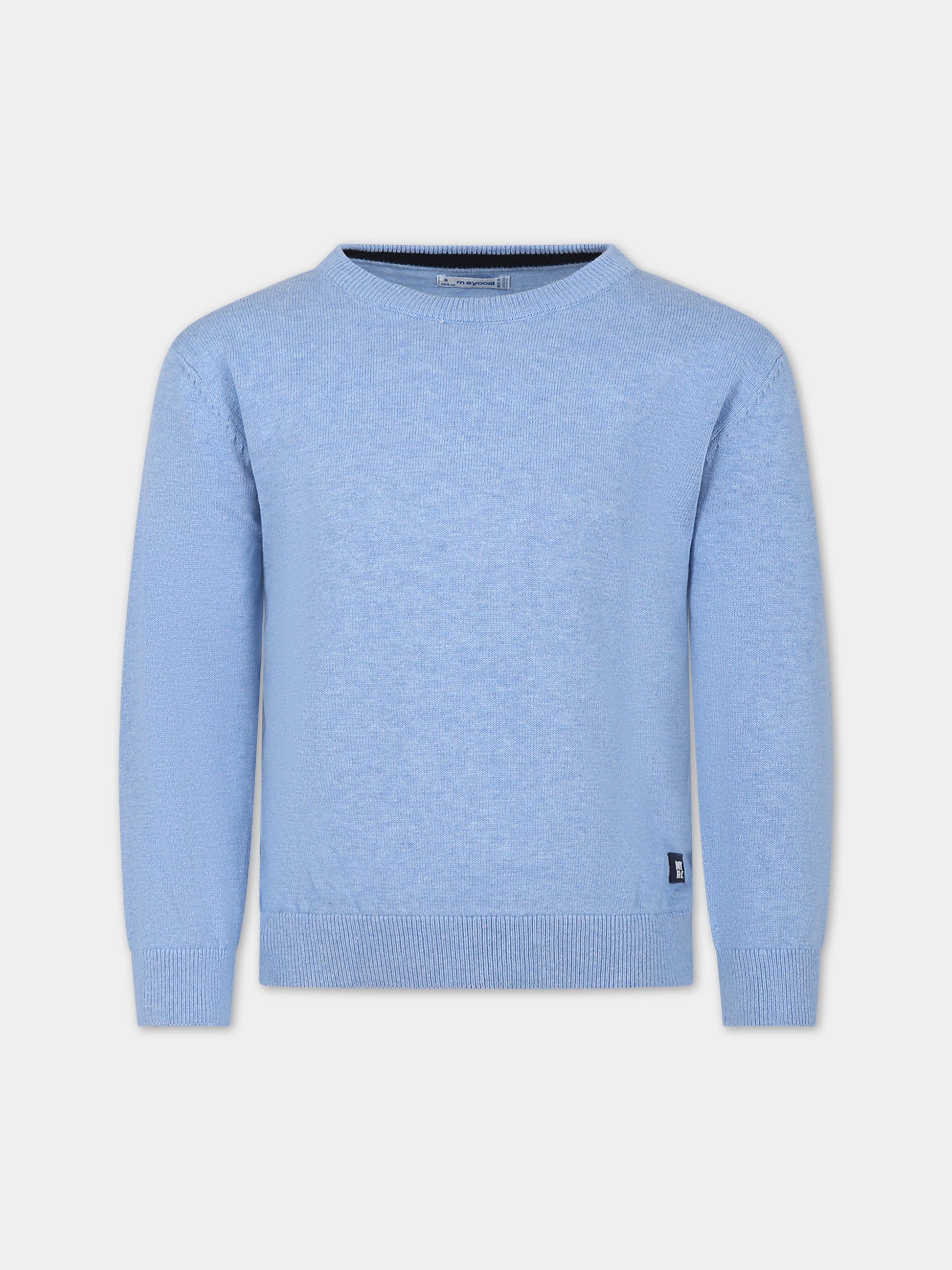 Maglione celeste per bambino con logo,Mayoral,323 078