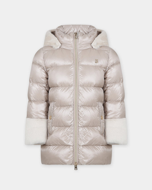 Piumino beige per bambina con logo,Herno Kids,PI000157G 12017 1985